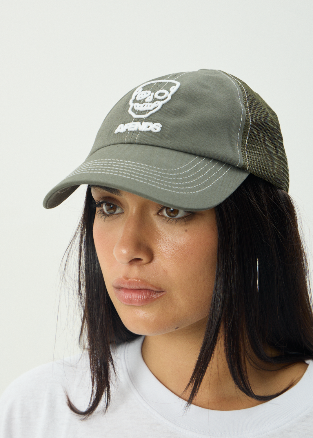 AFENDS Mens Skeletor - Six Panel Mesh Cap - Sycamore