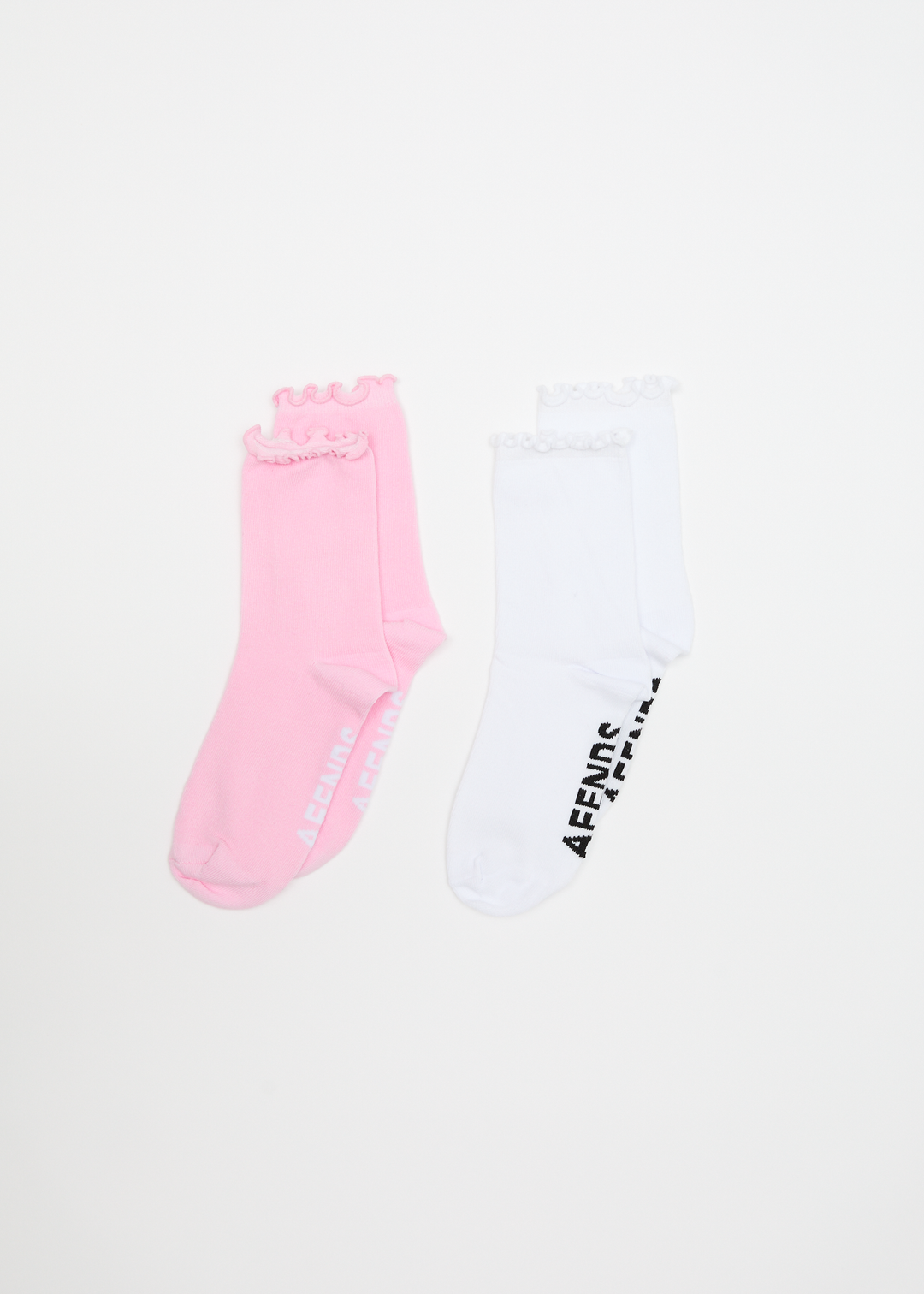 AFENDS Womens Frill Seeker - Socks Two Pack - Pink / White