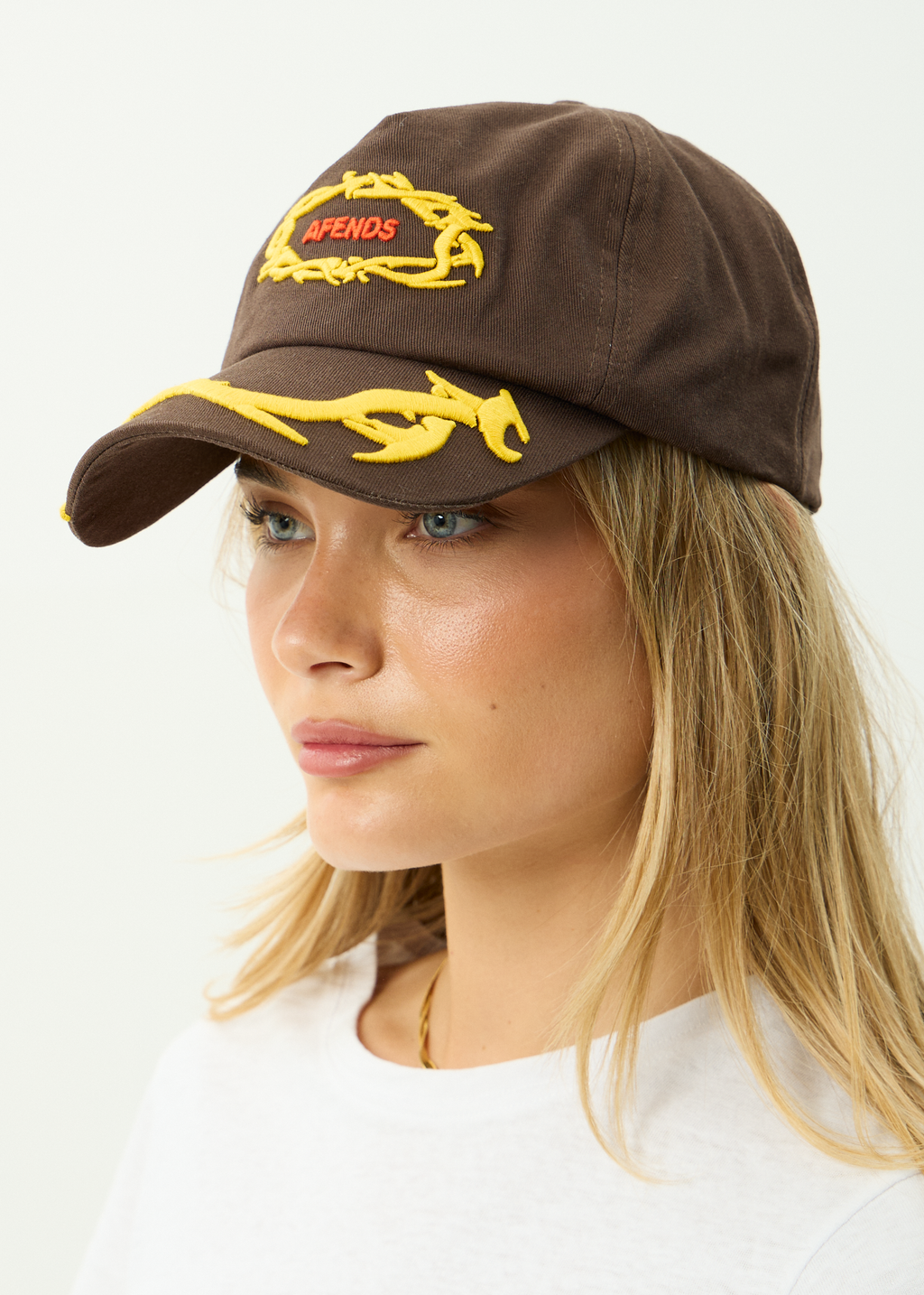 AFENDS Mens Rocked - Recycled Five Panel Cap - Coffee