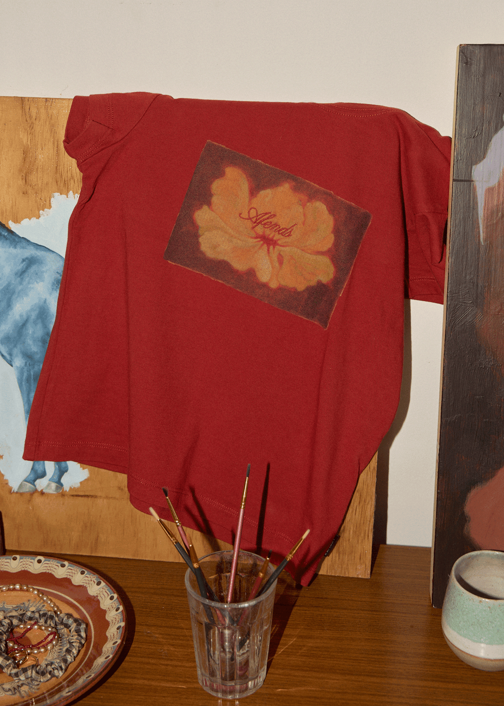 AFENDS Womens Dark Heaven - Baby Tee - Red Rum