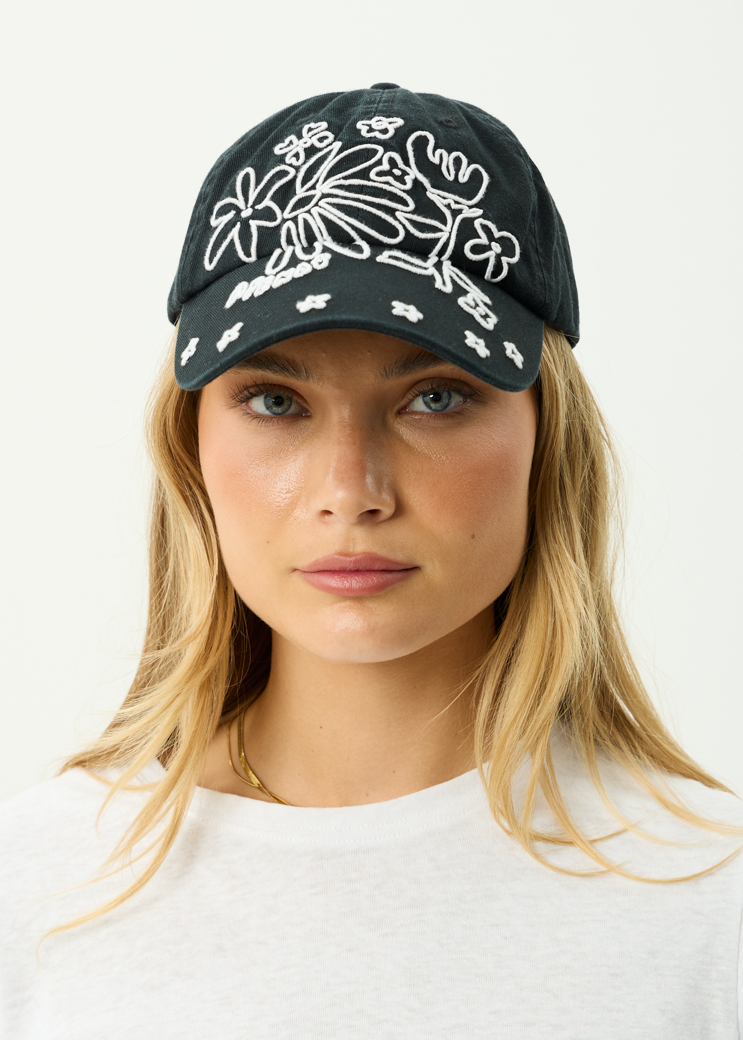 AFENDS Womens Garden Variety - Recycled Panelled Cap - Stone Black