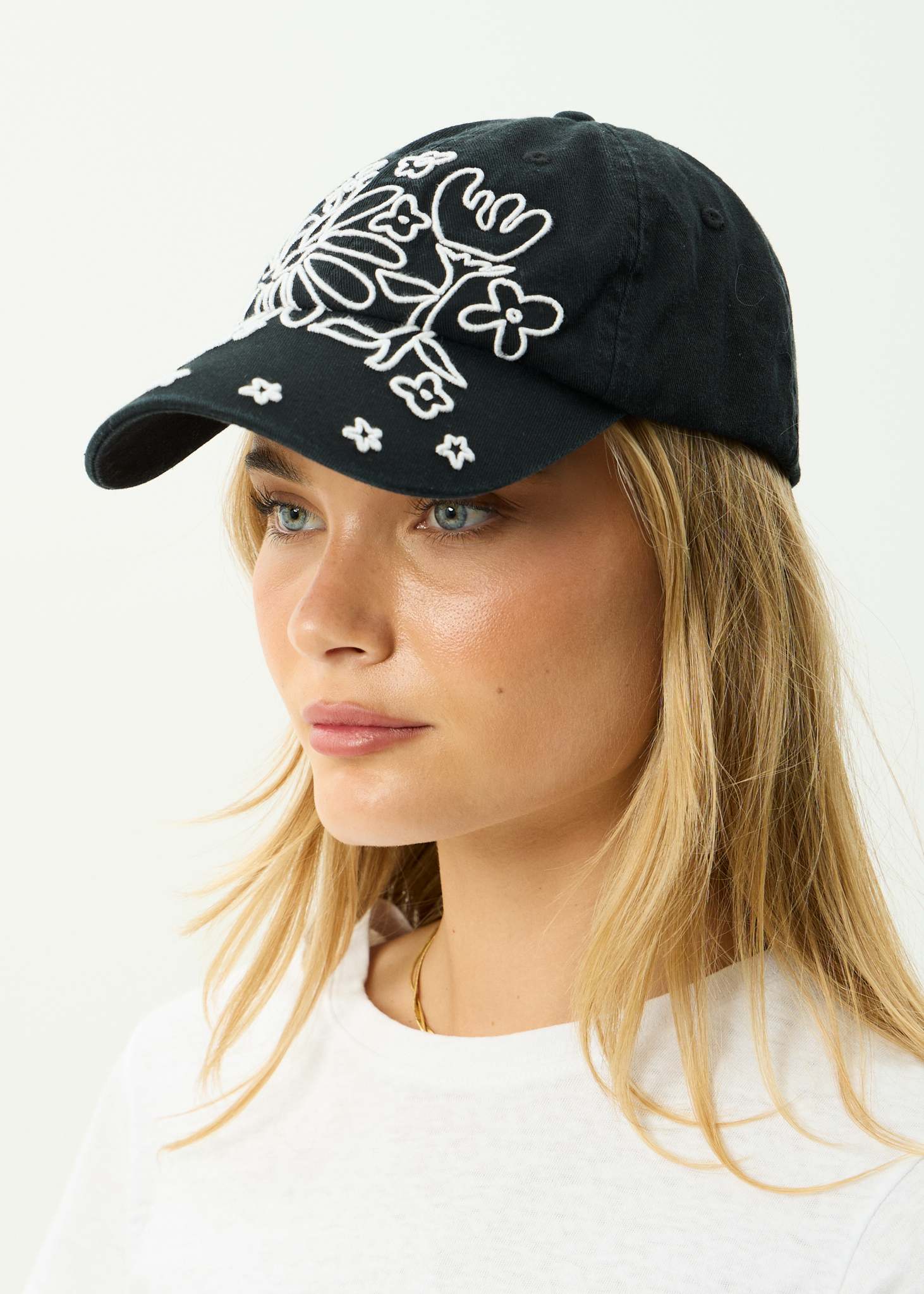 AFENDS Womens Garden Variety - Recycled Panelled Cap - Stone Black