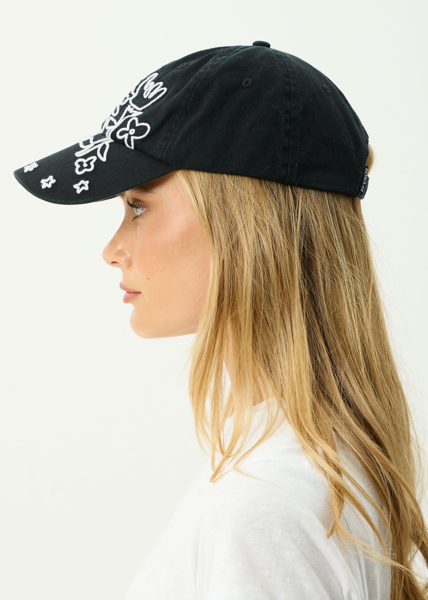 AFENDS Womens Garden Variety - Recycled Panelled Cap - Stone Black