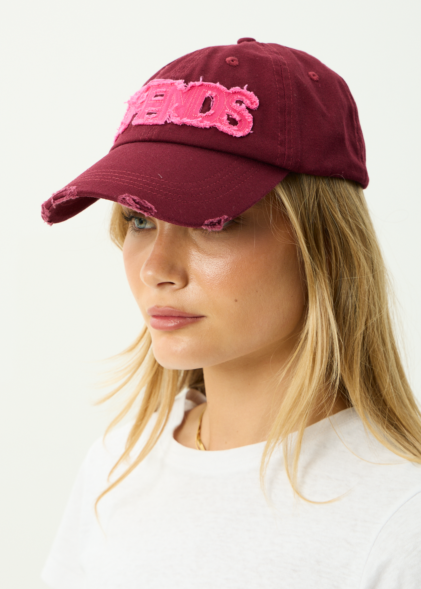AFENDS Womens Wonders - Recycled Panelled Cap - Burgundy