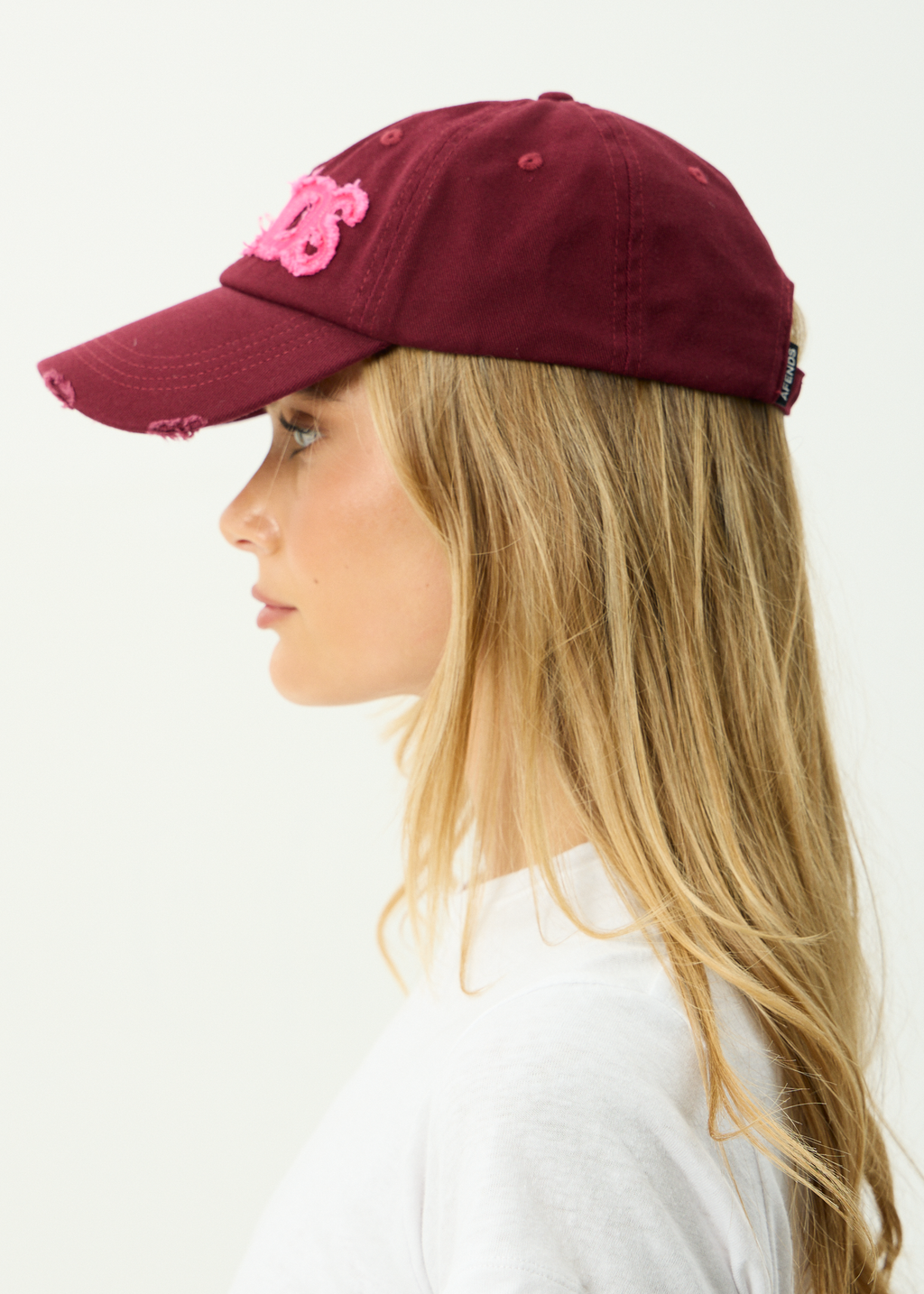 AFENDS Womens Wonders - Recycled Panelled Cap - Burgundy
