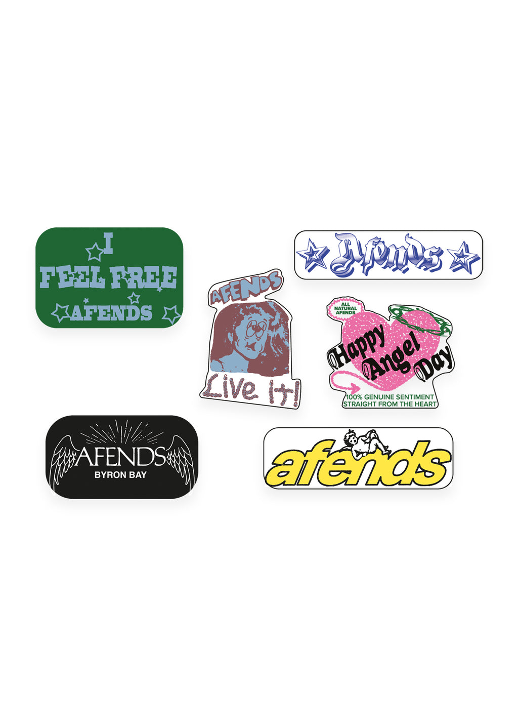AFENDS Mens I Feel Free - Sticker Pack - Multi
