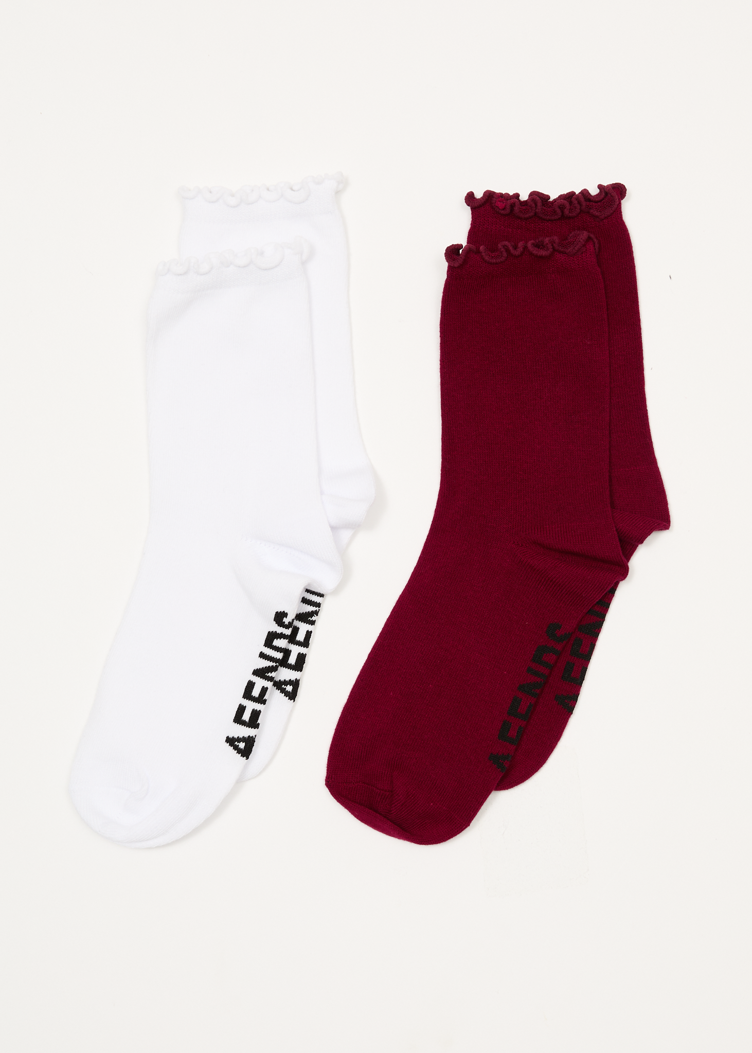 AFENDS Womens Marin - Socks Two Pack - Burgundy