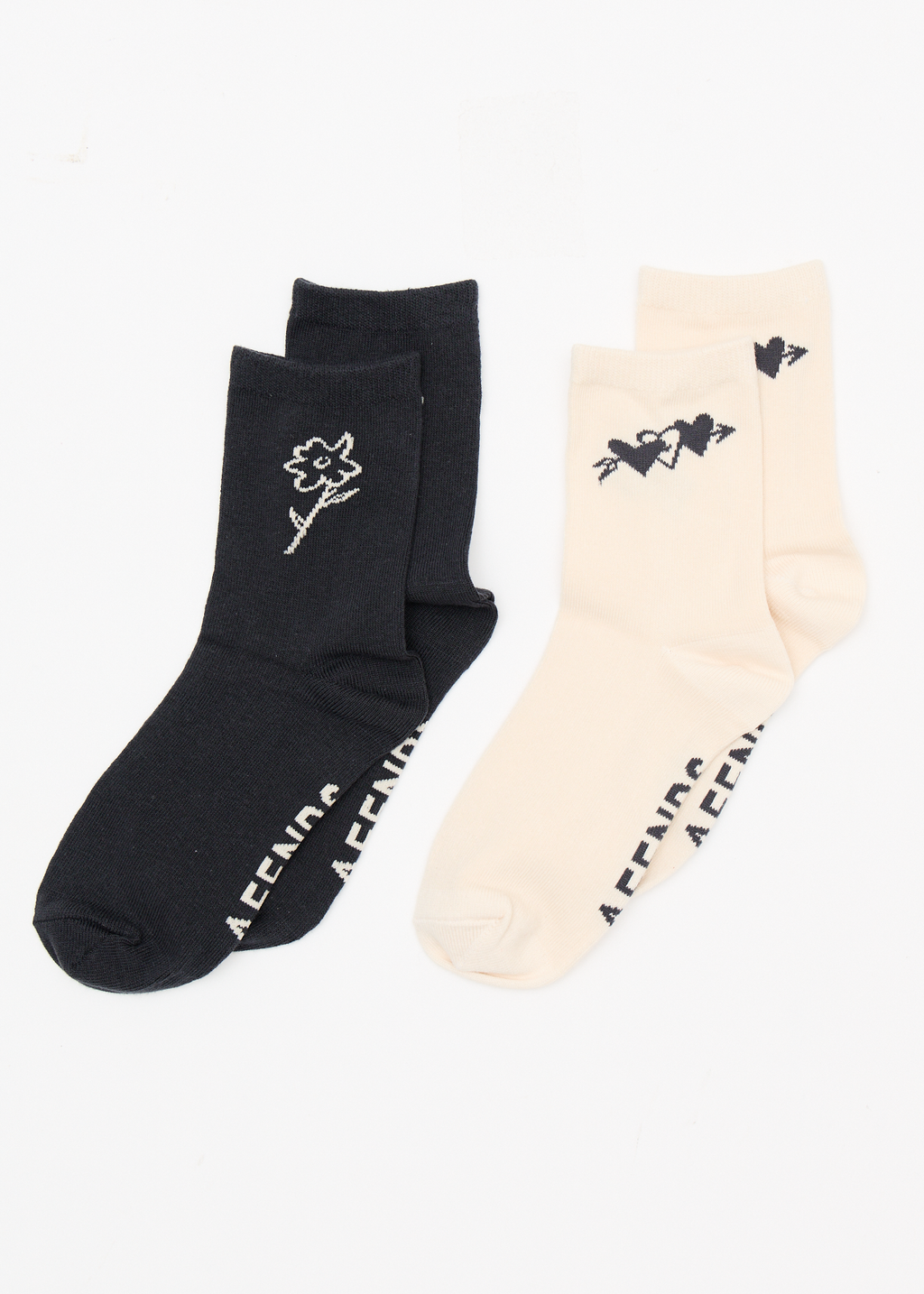 AFENDS Womens Rise - Two Pack Socks - Moonbeam / Stone Black