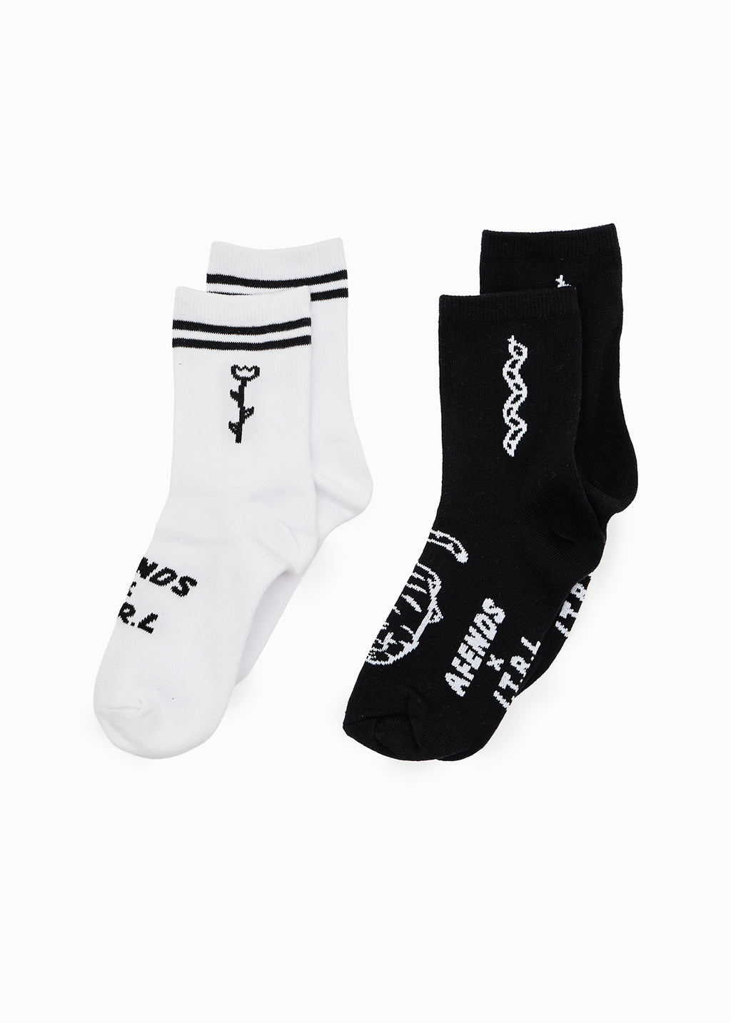 AFENDS Unisex Double Vision - Two Pack Socks - Black / White