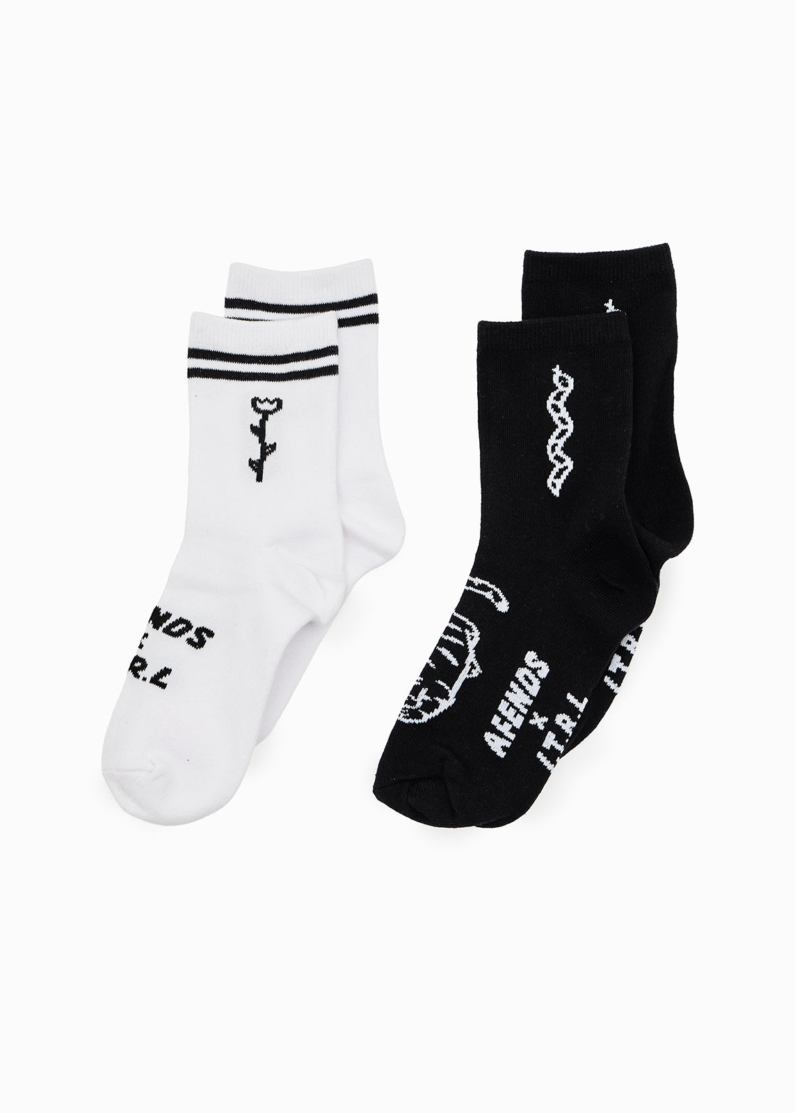 AFENDS Unisex Double Vision - Two Pack Socks - Black / White