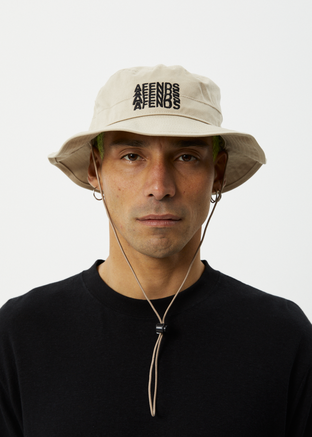 AFENDS Mens Limits - Bucket Hat - Dark Ecru 