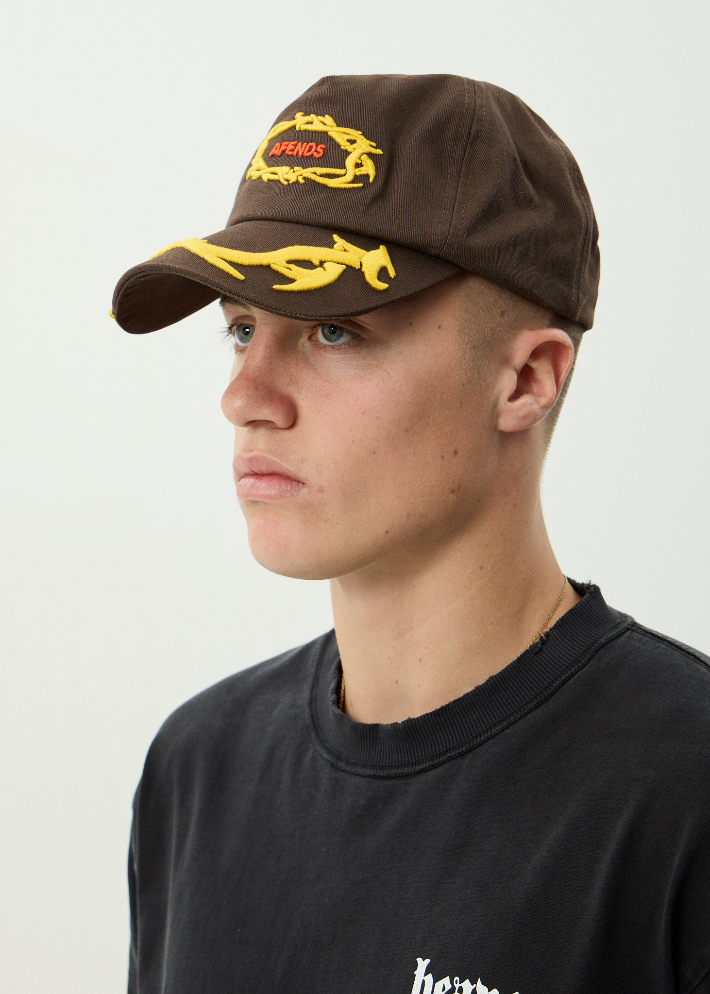 AFENDS Mens Rocked - Recycled Five Panel Cap - Coffee