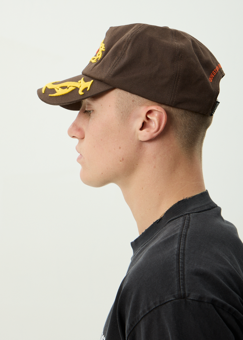 AFENDS Mens Rocked - Recycled Five Panel Cap - Coffee