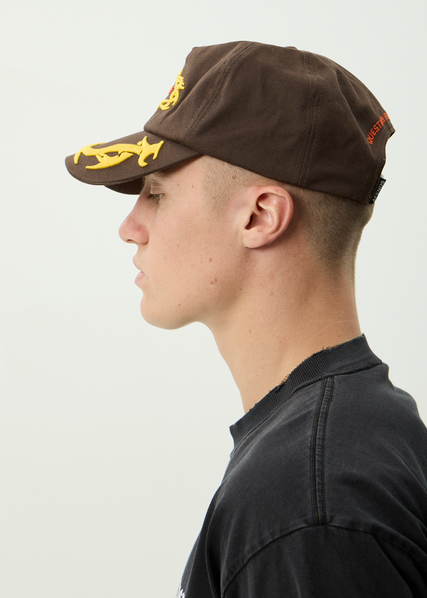 AFENDS Mens Rocked - Recycled Five Panel Cap - Coffee