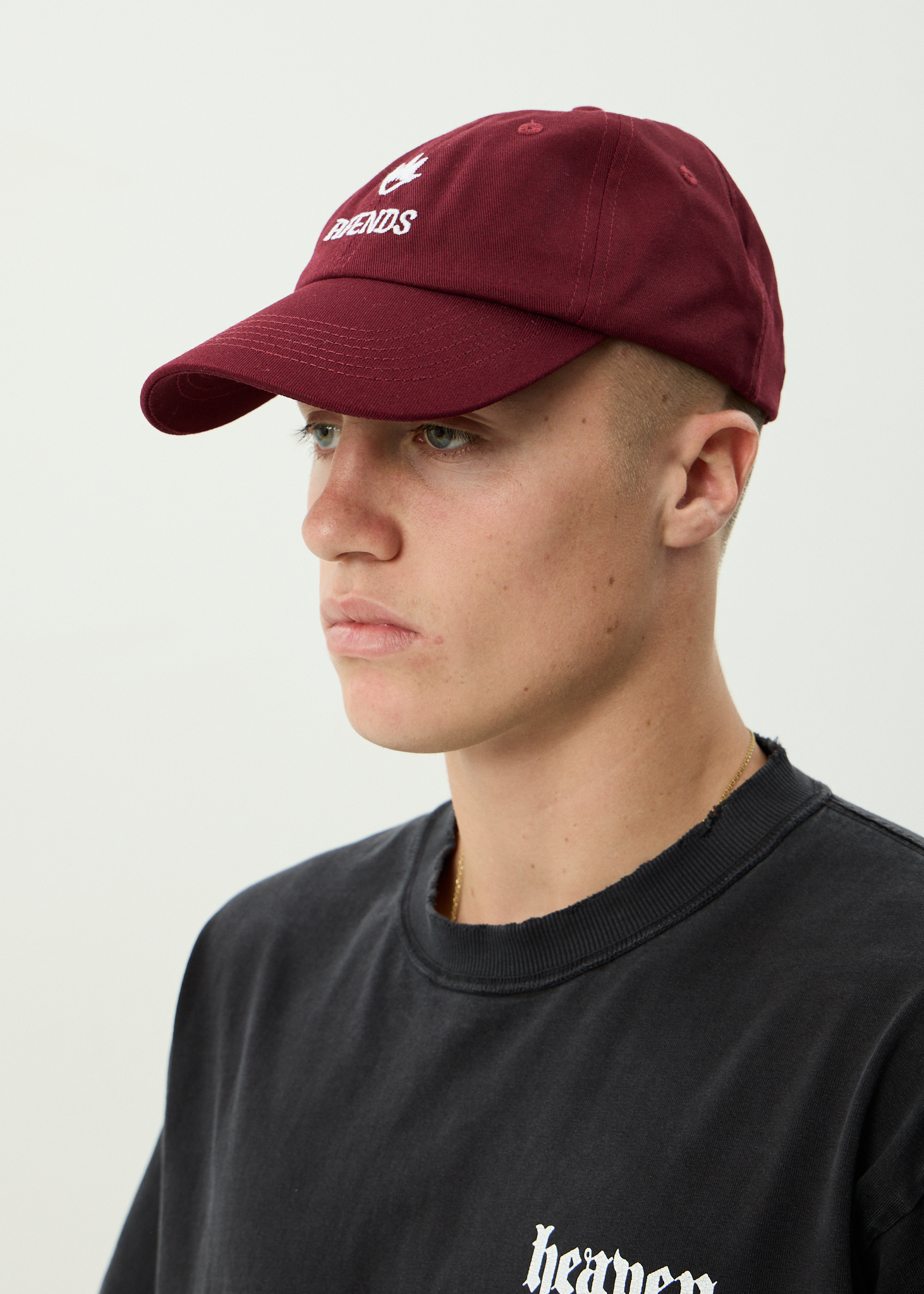 AFENDS Mens Burnin - Recycled Six Panel Cap - Burgundy