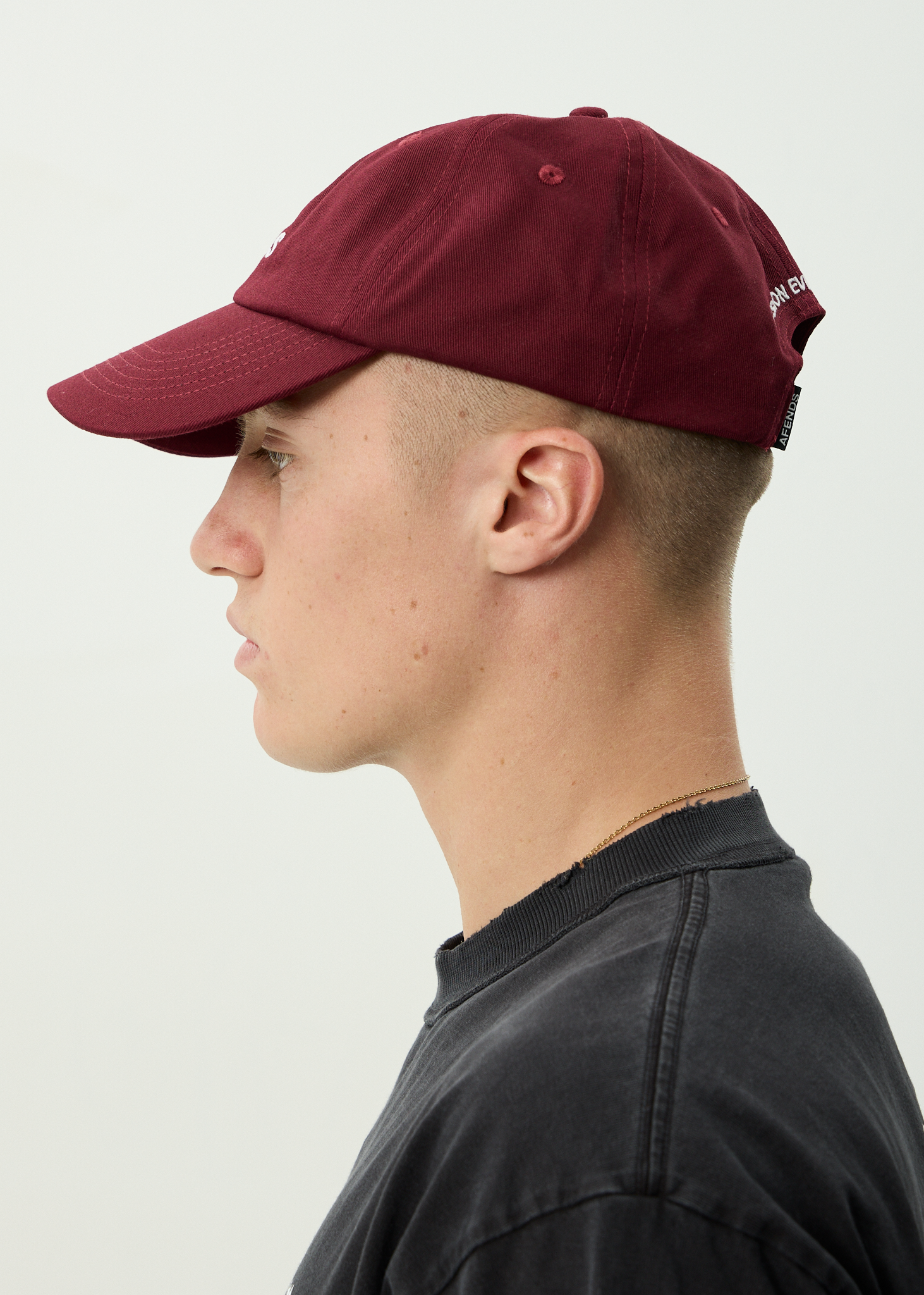AFENDS Mens Burnin - Recycled Six Panel Cap - Burgundy