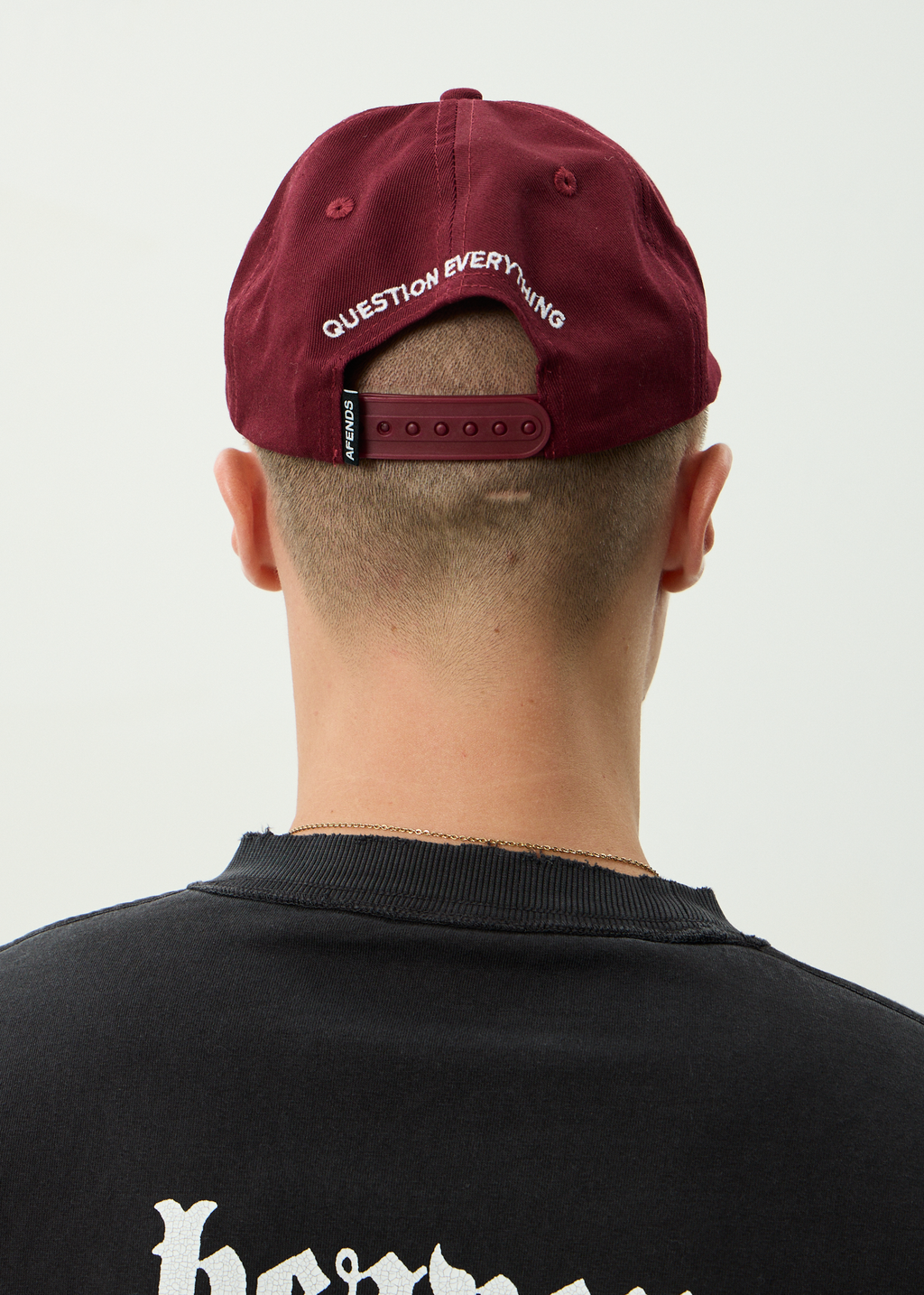 AFENDS Mens Burnin - Recycled Six Panel Cap - Burgundy
