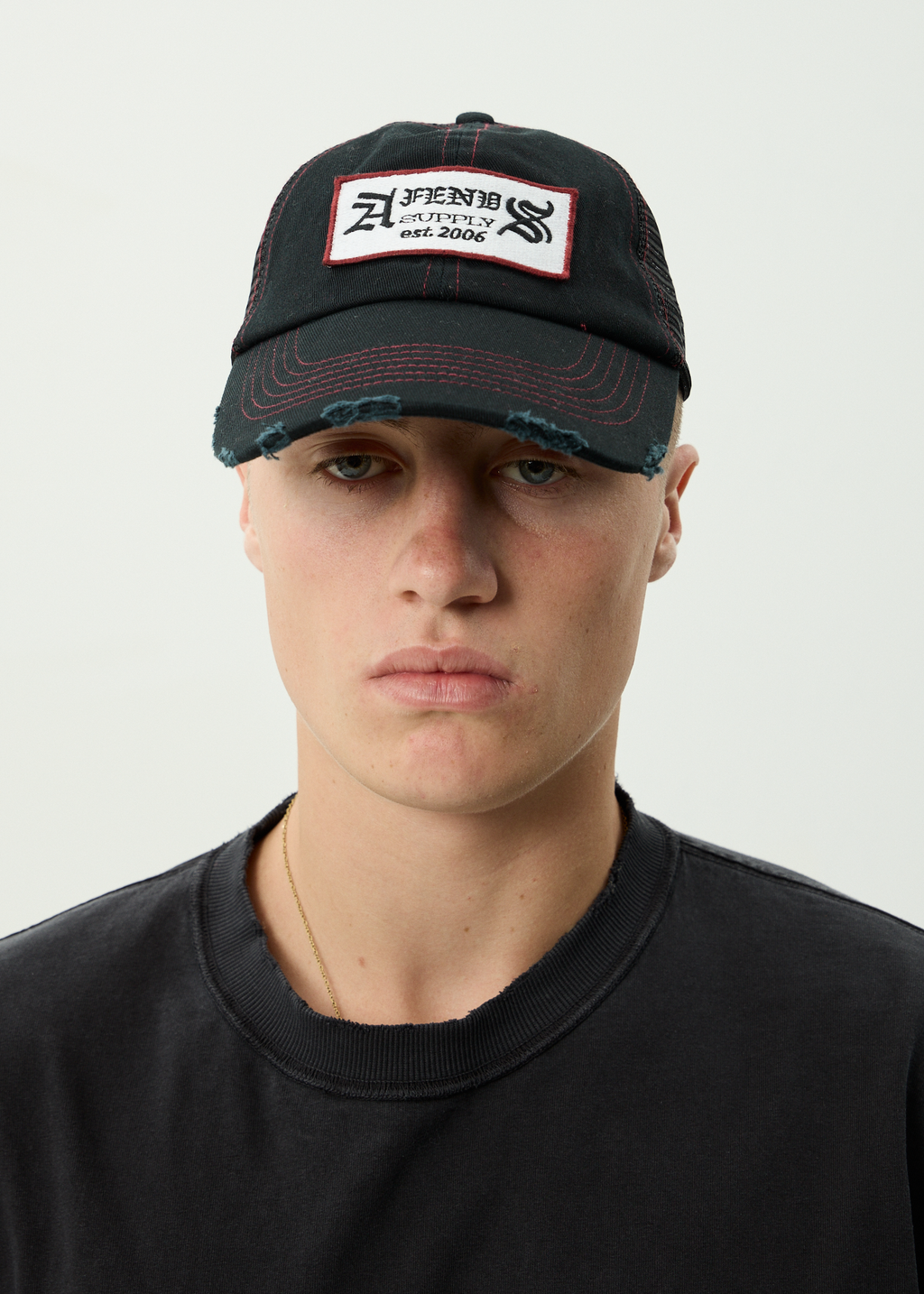 AFENDS Mens Supply - Recycled Six Panel Mesh Cap - Black