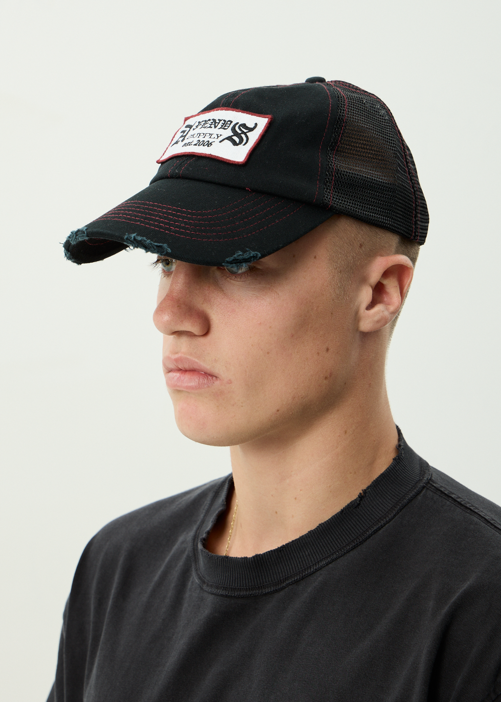 AFENDS Mens Supply - Recycled Six Panel Mesh Cap - Black