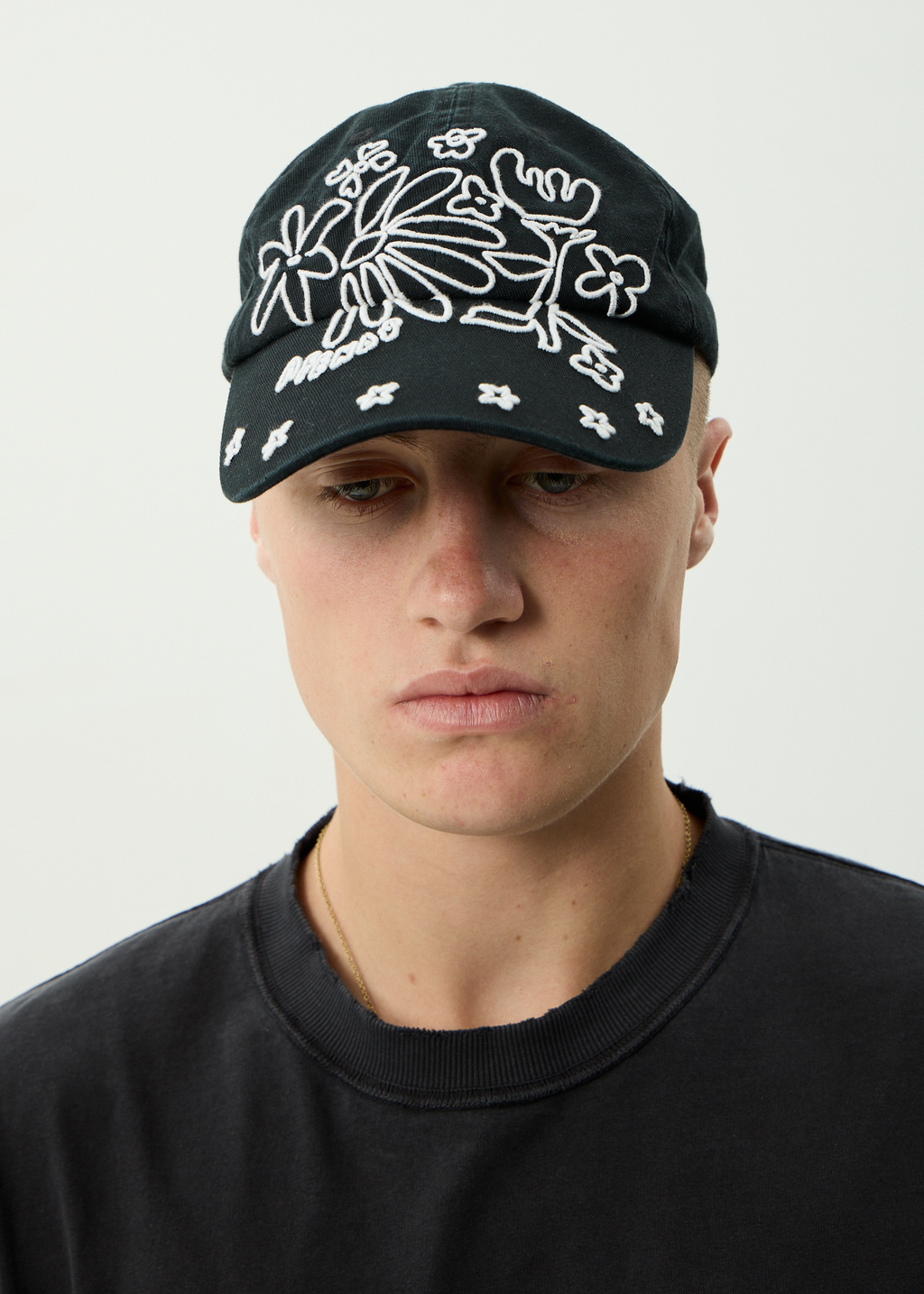 AFENDS Womens Garden Variety - Recycled Panelled Cap - Stone Black