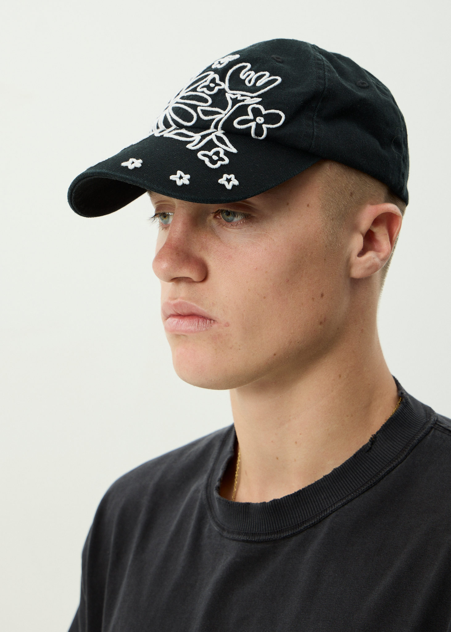 AFENDS Womens Garden Variety - Recycled Panelled Cap - Stone Black