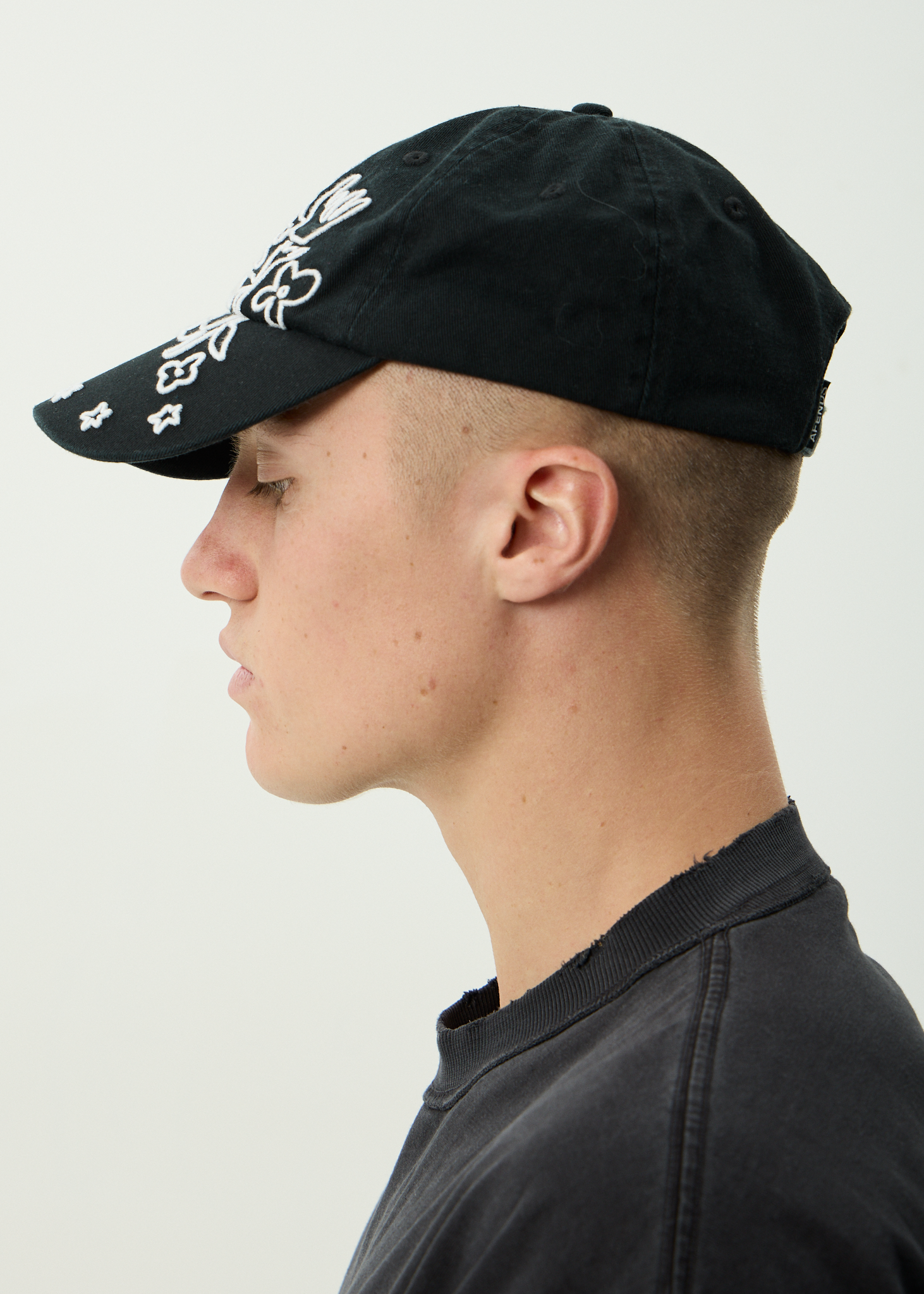 AFENDS Womens Garden Variety - Recycled Panelled Cap - Stone Black