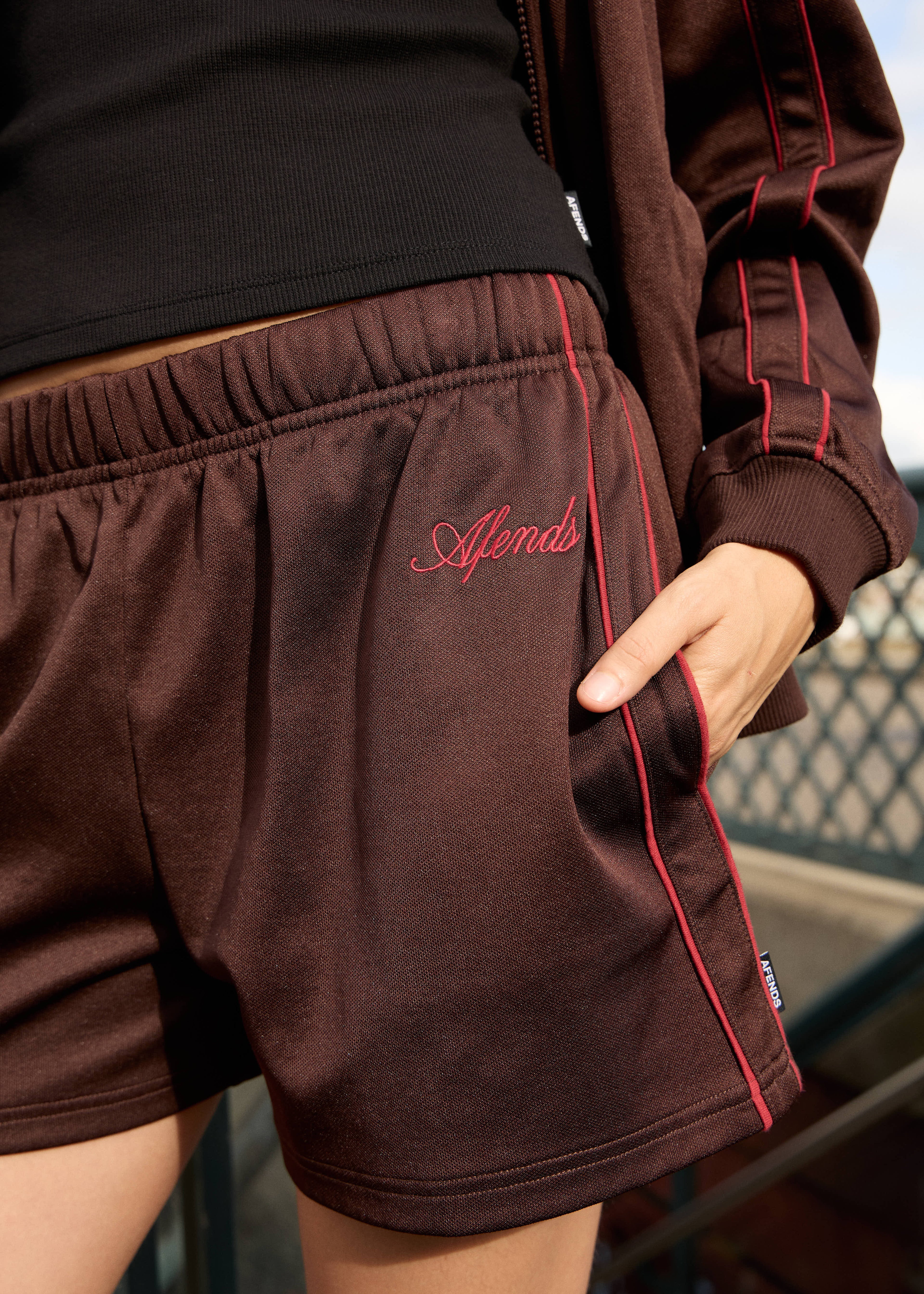 AFENDS Womens Avenue - Track Short - Coffee