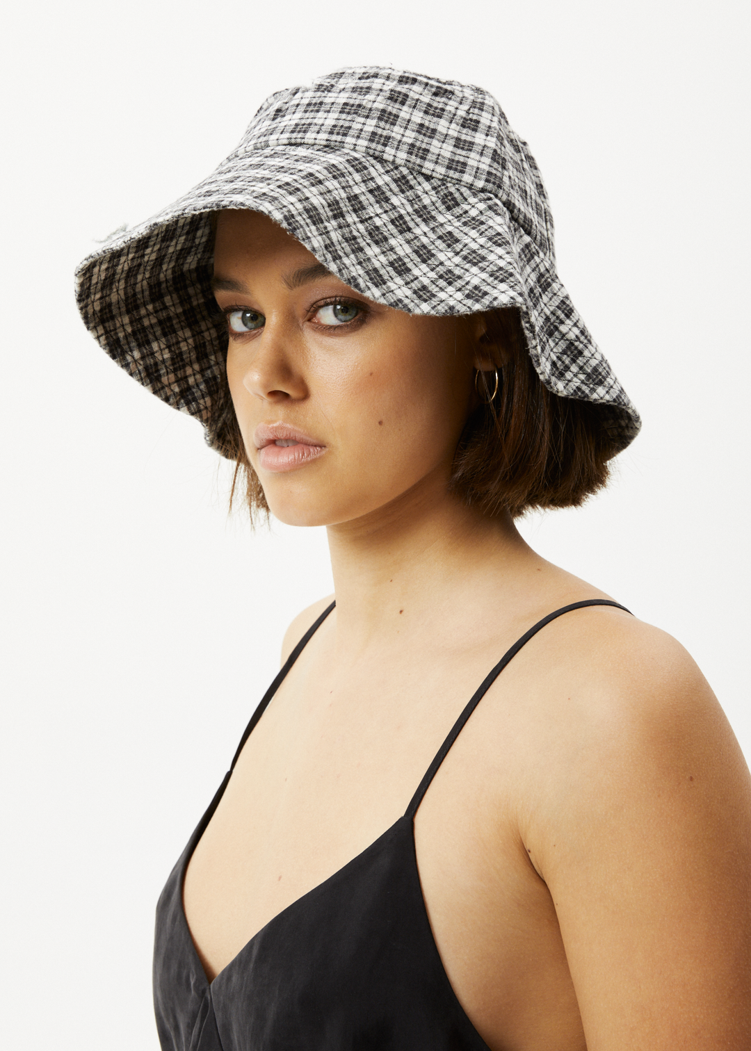 AFENDS Unisex Asta - Check Seersucker Bucket Hat - Steel 