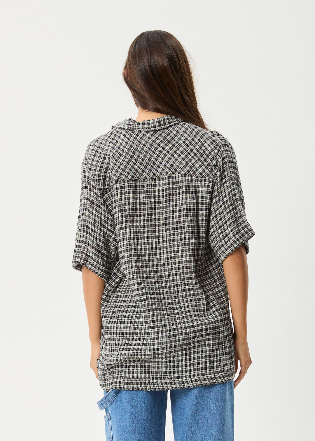 AFENDS Mens Asta - Seer Sucker Regular Shirt - Steel Check