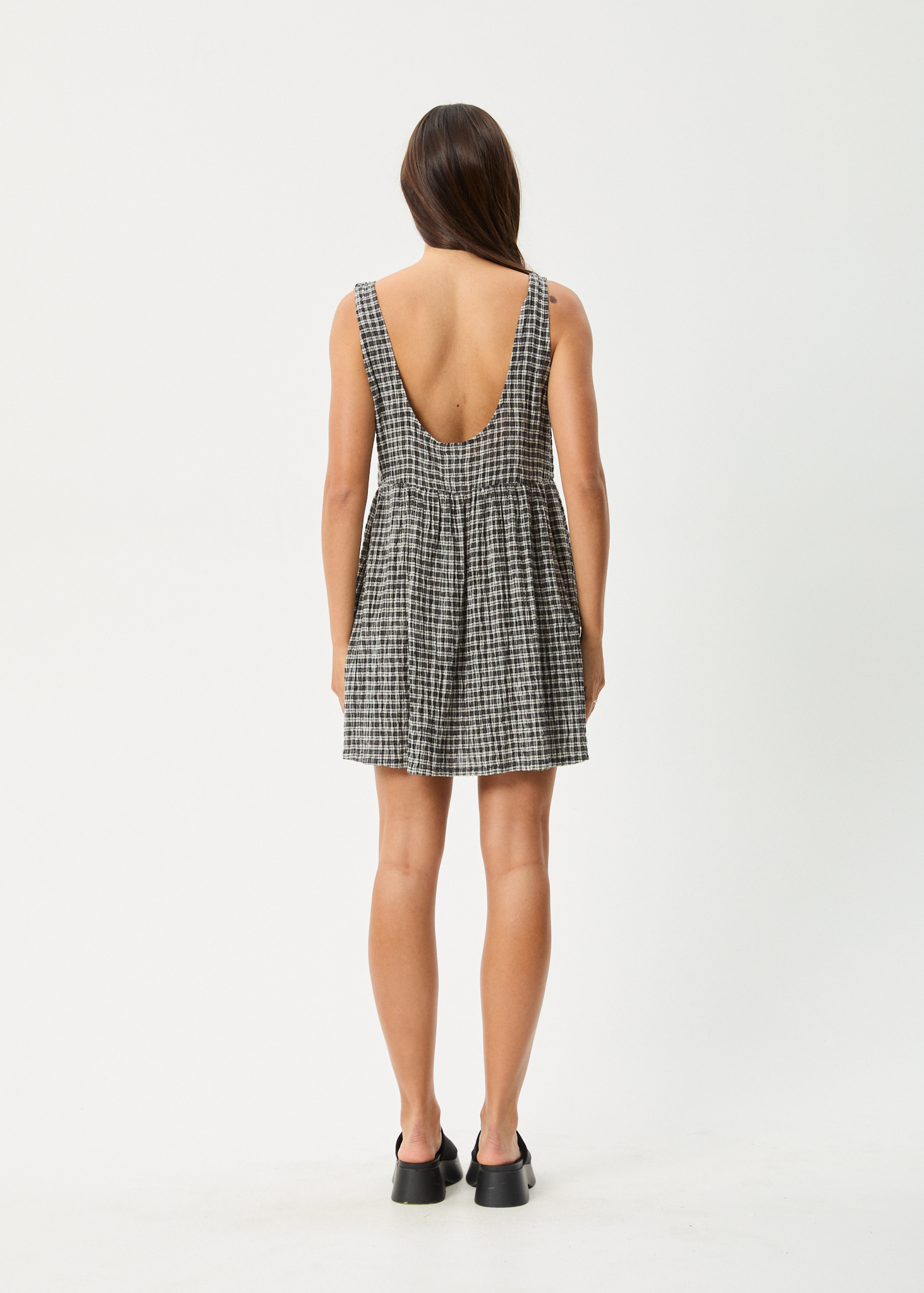 AFENDS Womens Asta Jesse - Seersucker Mini Dress - Steel Check