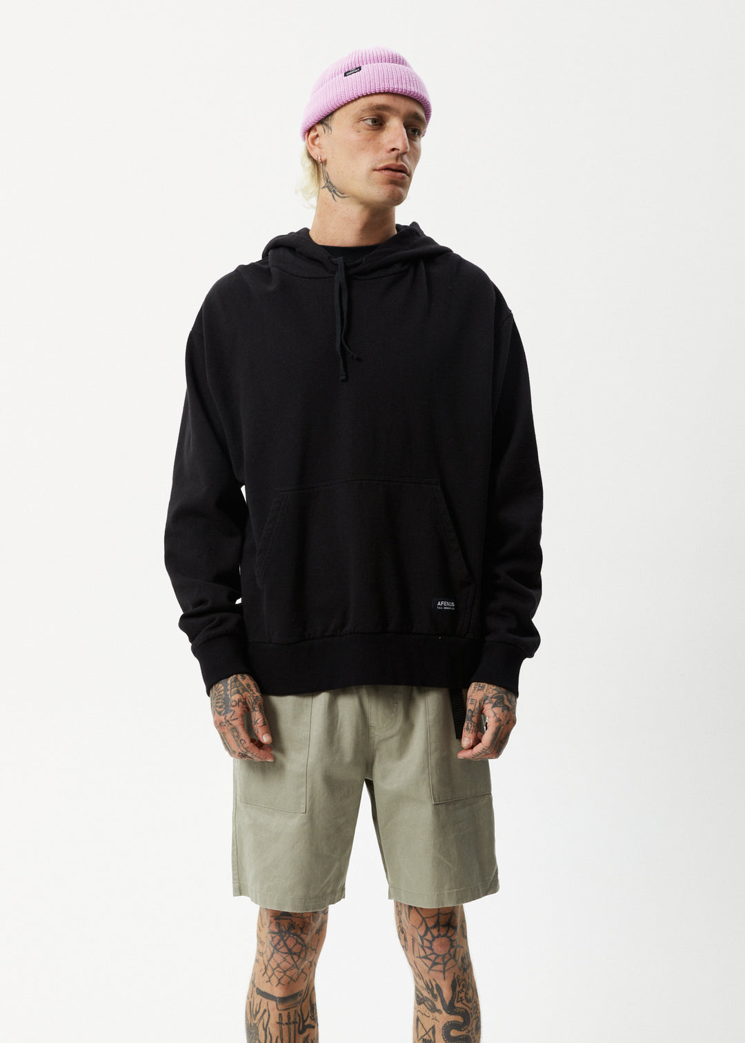 AFENDS Mens All Day - Relaxed Hoodie - Black 