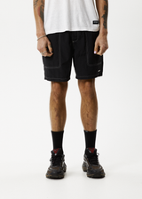 Afends Mens Baywatch Liquid Space - Elastic Waist Shorts - Black - Afends mens baywatch liquid space   elastic waist shorts   black 