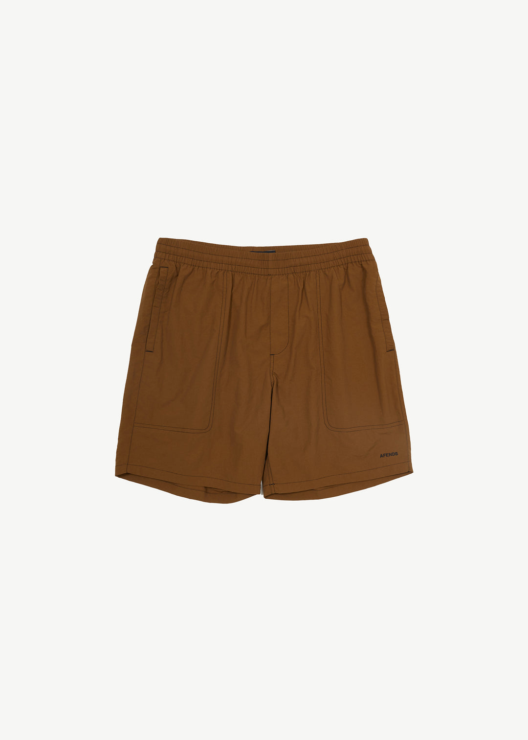 AFENDS Mens Baywatch Liquid Space - Elastic Waist Shorts - Toffee 