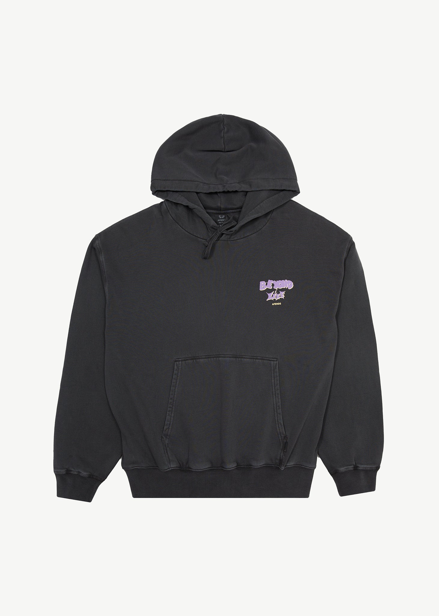 AFENDS Mens Beyond Life Graphic Hoodie Stone Black