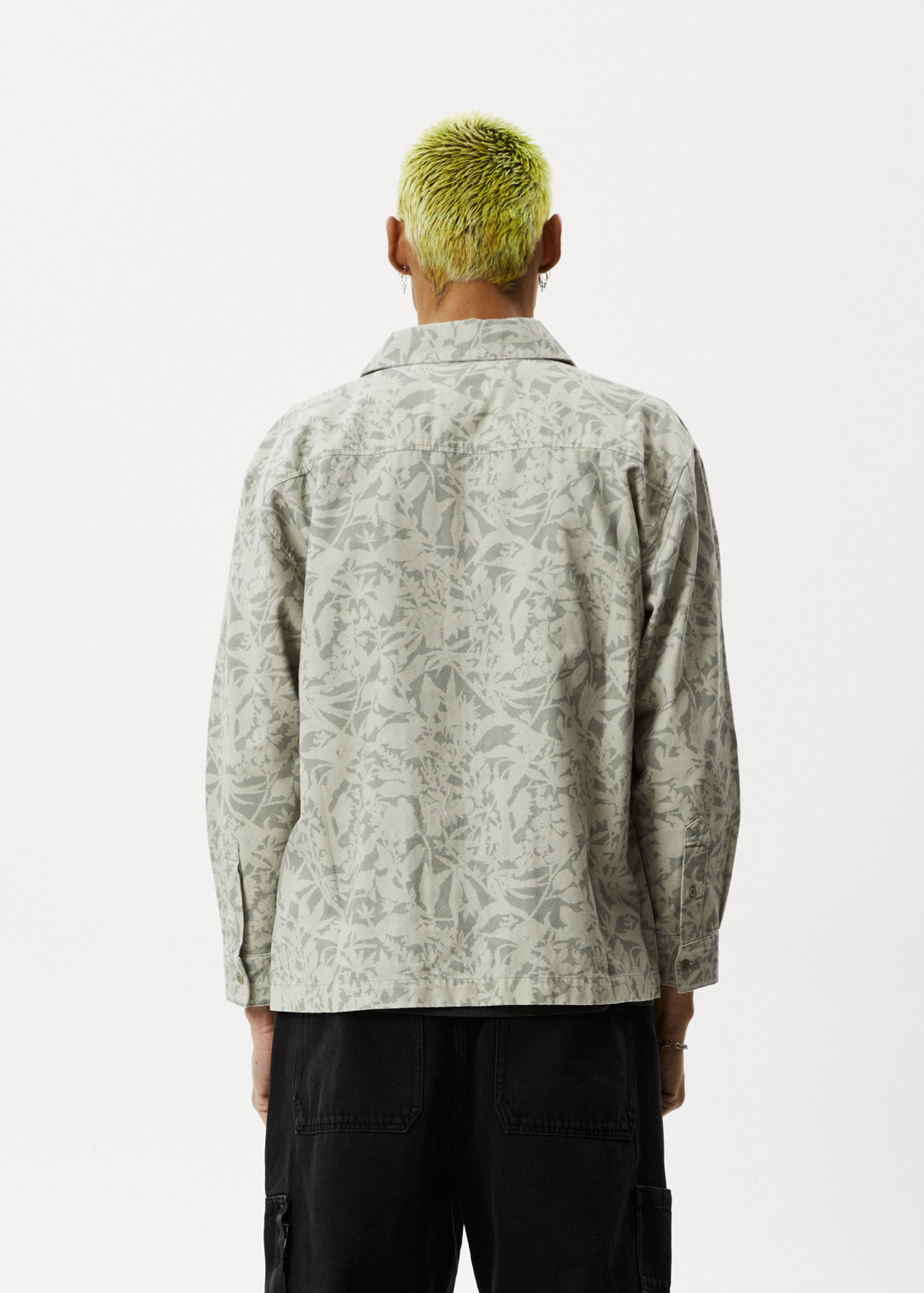 AFENDS Mens Bouquet - Canvas Jacket - Olive Floral 