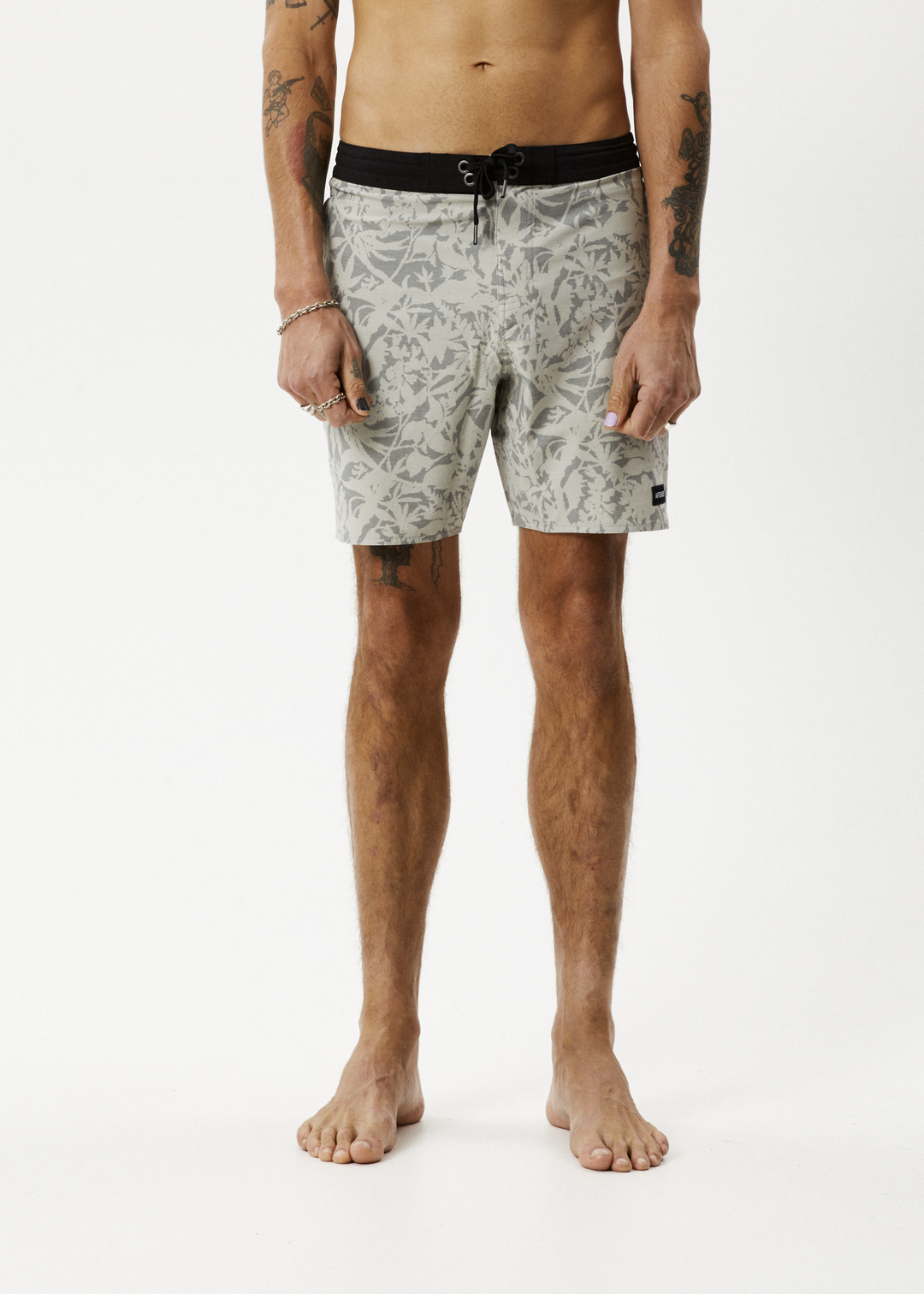 AFENDS Mens Bouquet - Fixed Waist Boardshorts - Olive Floral 