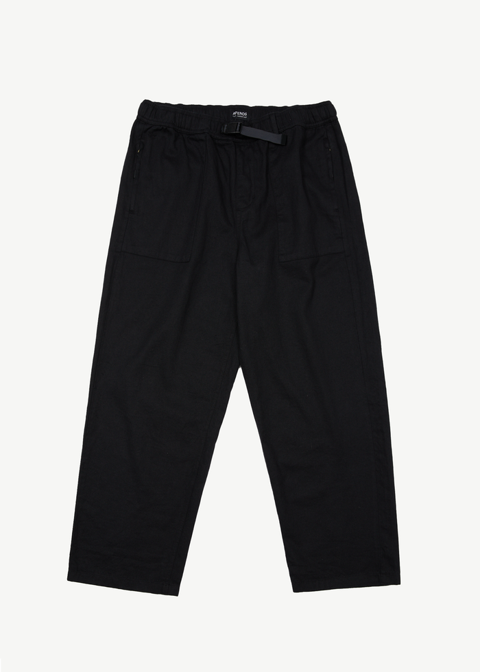 AFENDS Mens Cabal - Elastic Waist Relaxed Pants - Black 