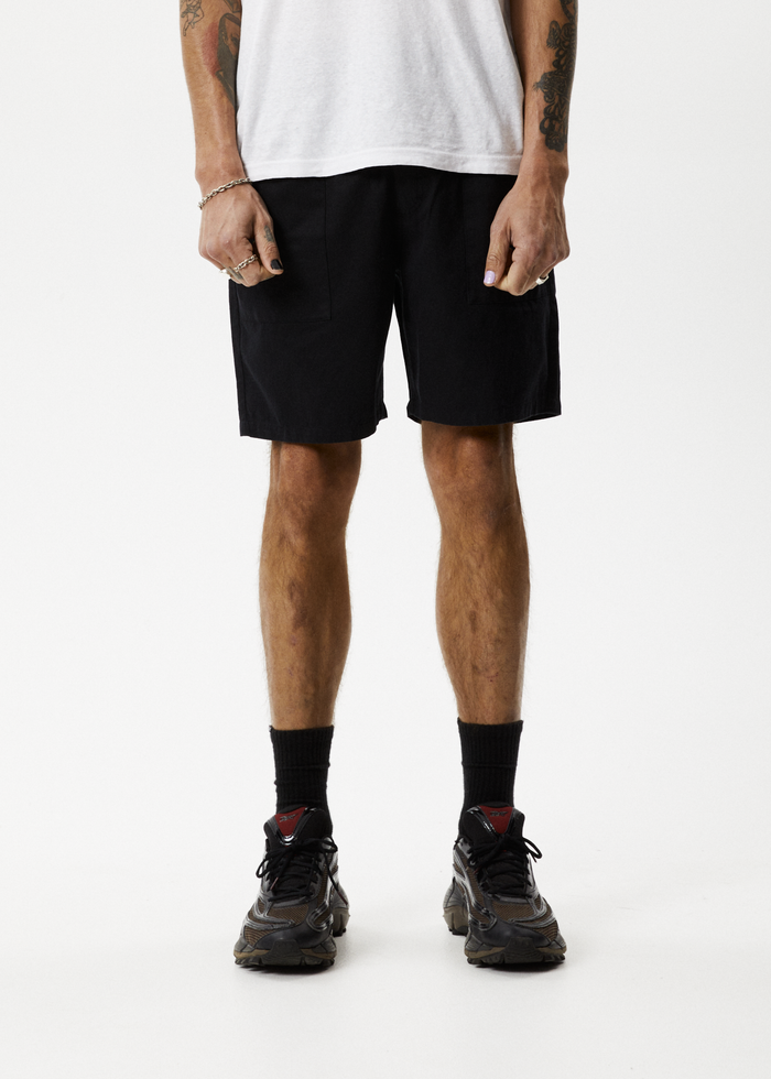 AFENDS Mens Cabal - Elastic Waist Technical Shorts - Black 