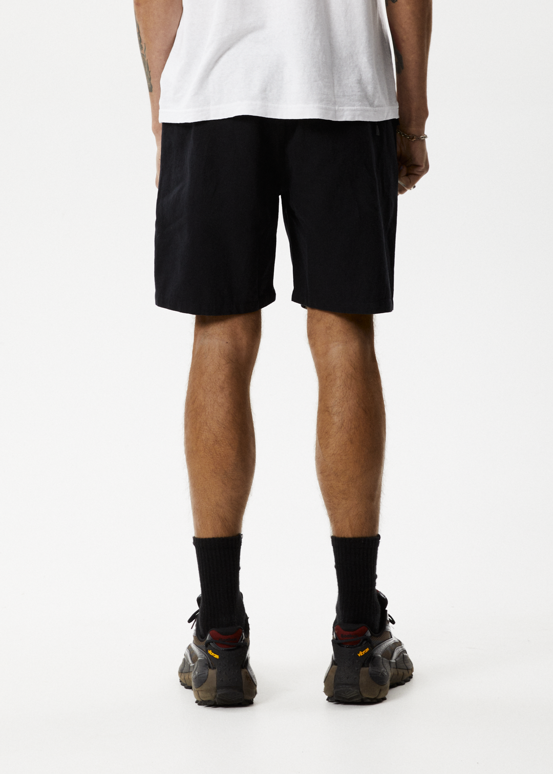 AFENDS Mens Cabal - Elastic Waist Technical Shorts - Black 