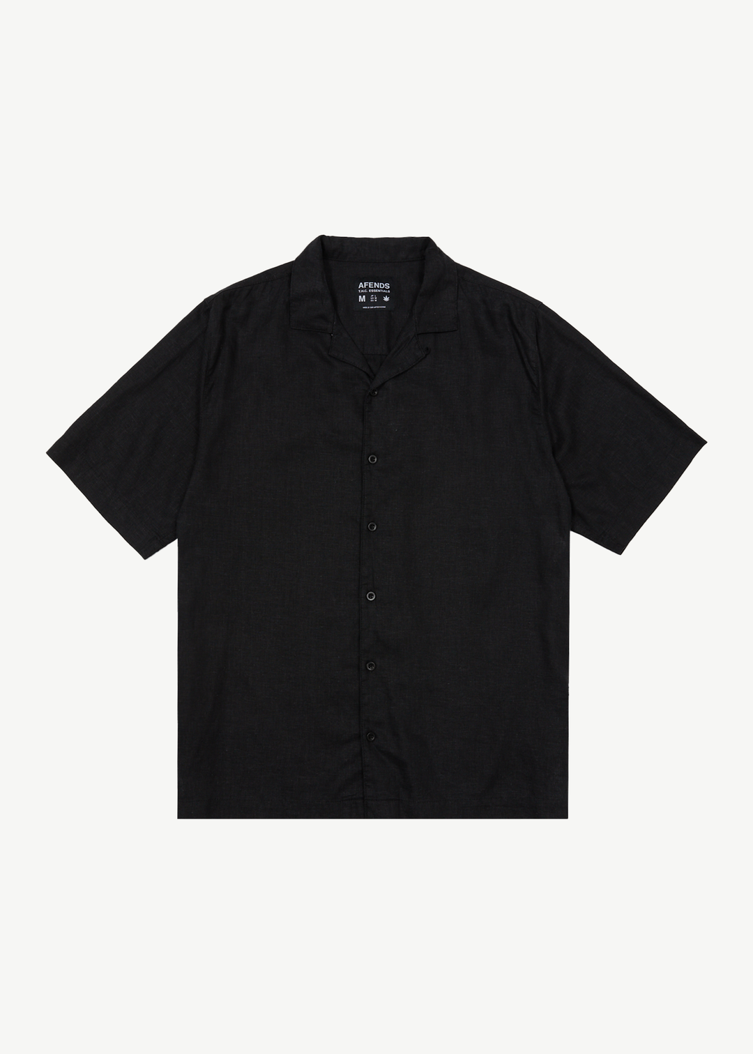 AFENDS Mens Daily - Cuban Shorts Sleeve Shirt - Black 