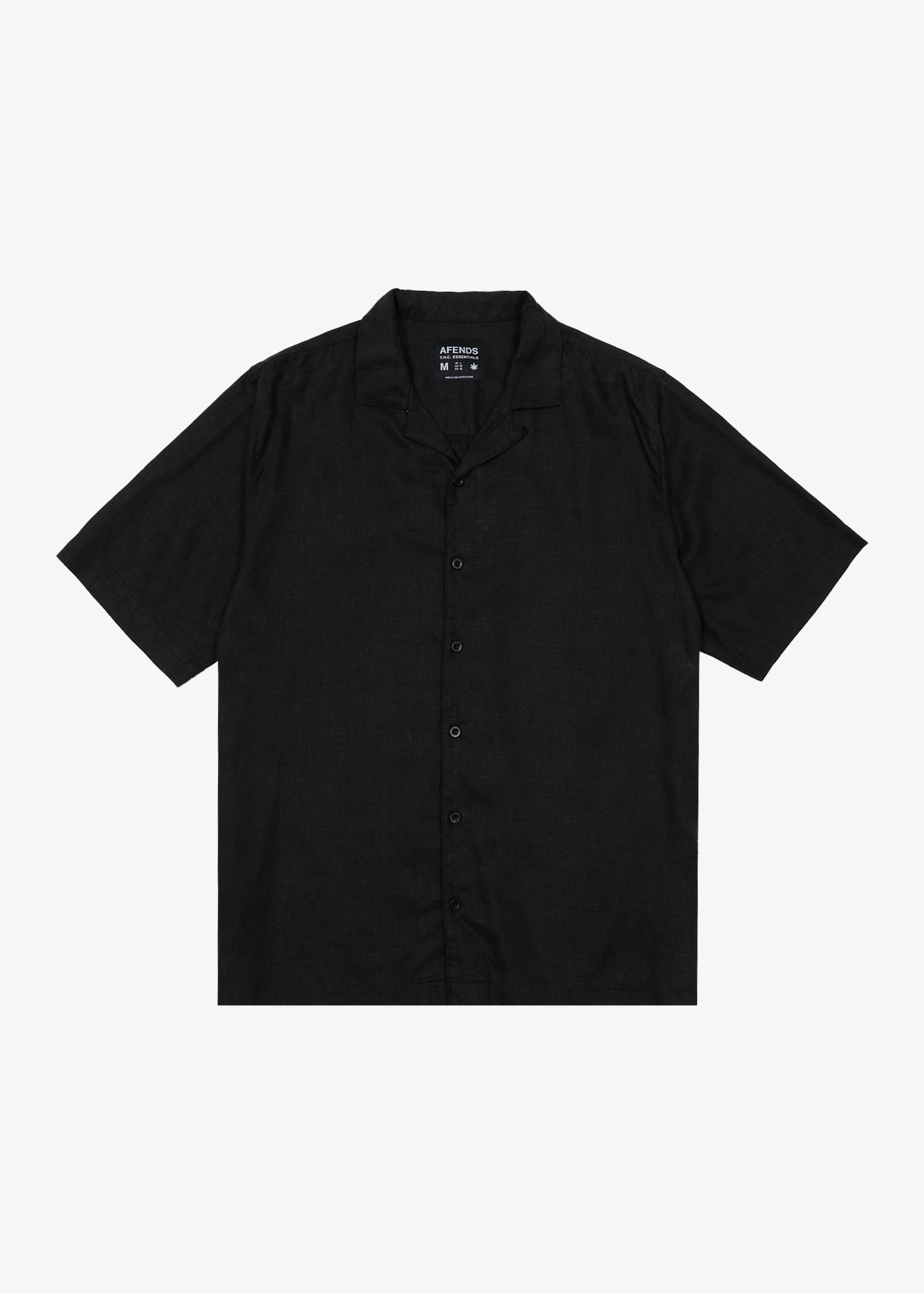 AFENDS Mens Daily - Cuban Short Sleeve Shirt - Black