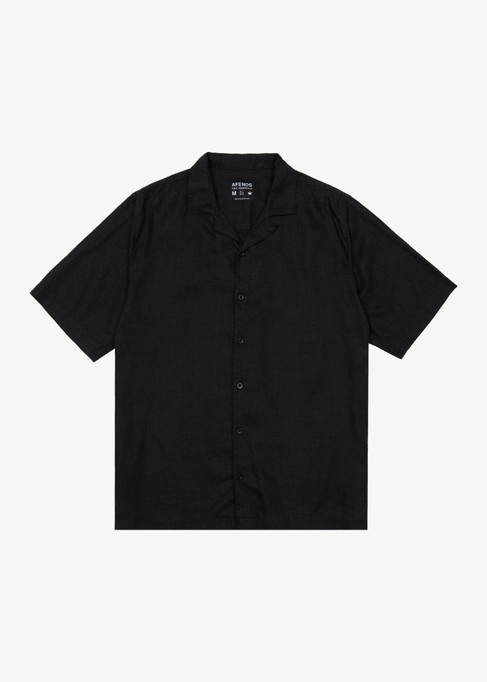Daily - Men's Hemp Cuban Short Sleeve Shirt - Black - Afends AU.
