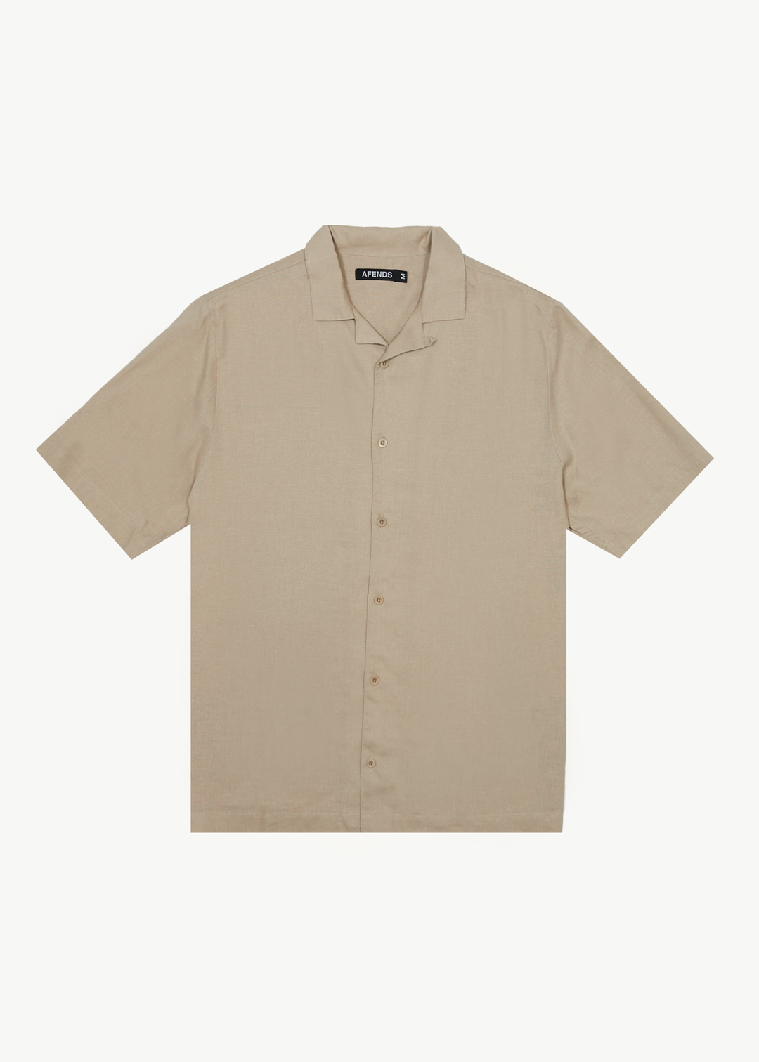 AFENDS Mens Daily - Cuban Shorts Sleeve Shirt - Taupe 