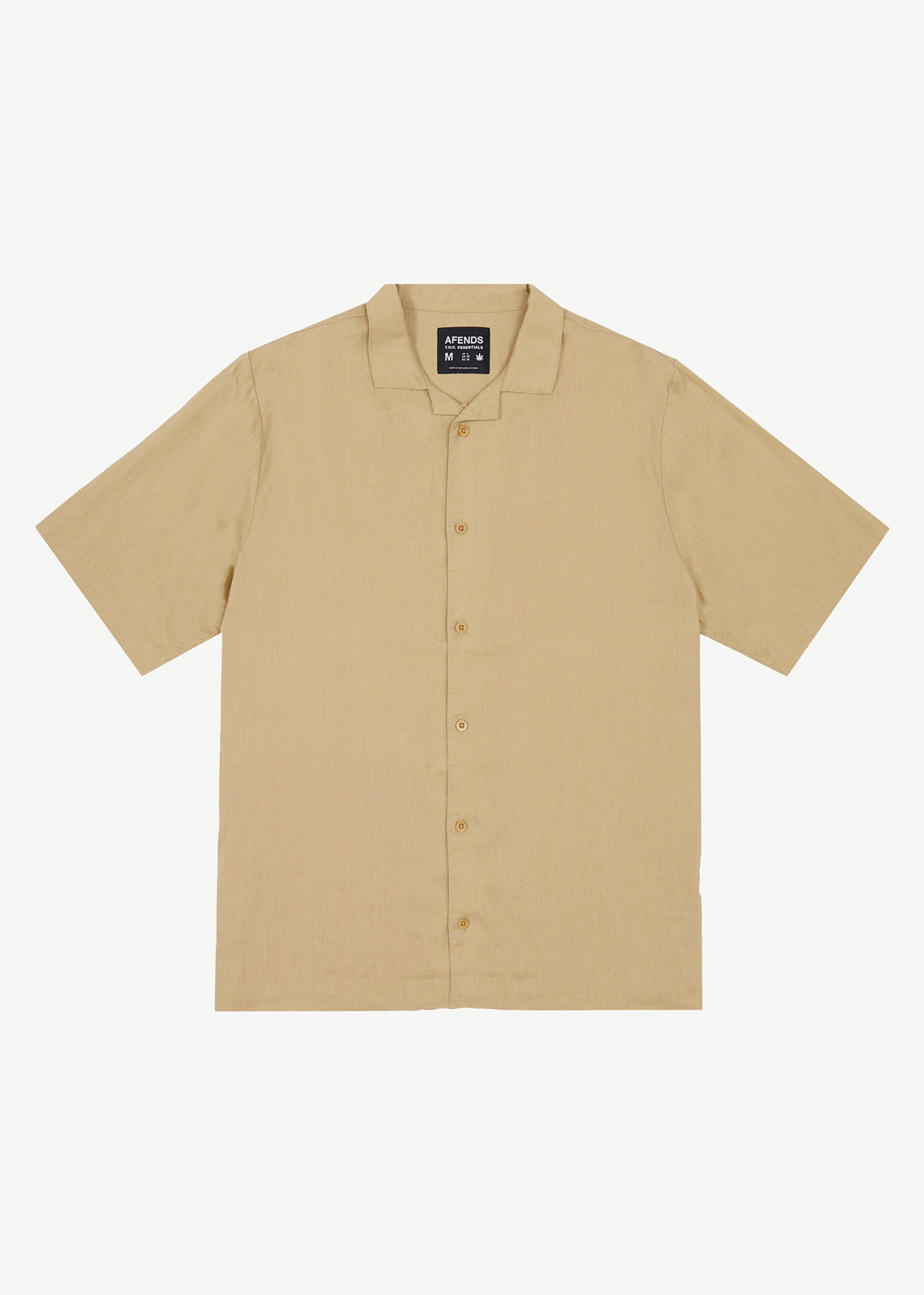 AFENDS Mens Daily - Cuban Shorts Sleeve Shirt - Camel 