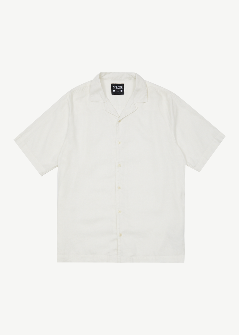 Afends Mens Daily - Hemp Cuban Short Sleeve Shirt - White
