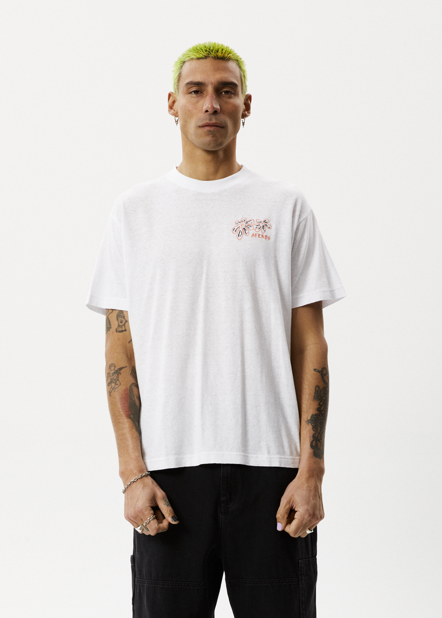 Afends Mens Dazed - Boxy Graphic T-Shirt - White - Afends AU.