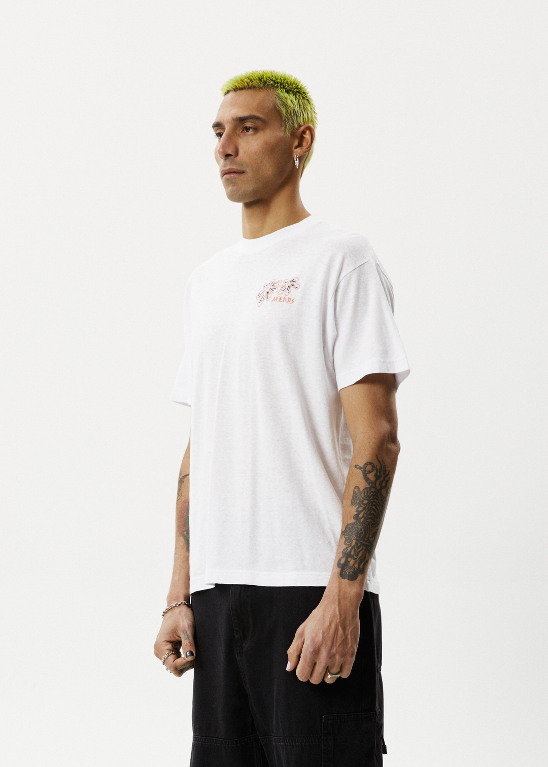 AFENDS Mens Dazed - Boxy Graphic T-Shirt - White 