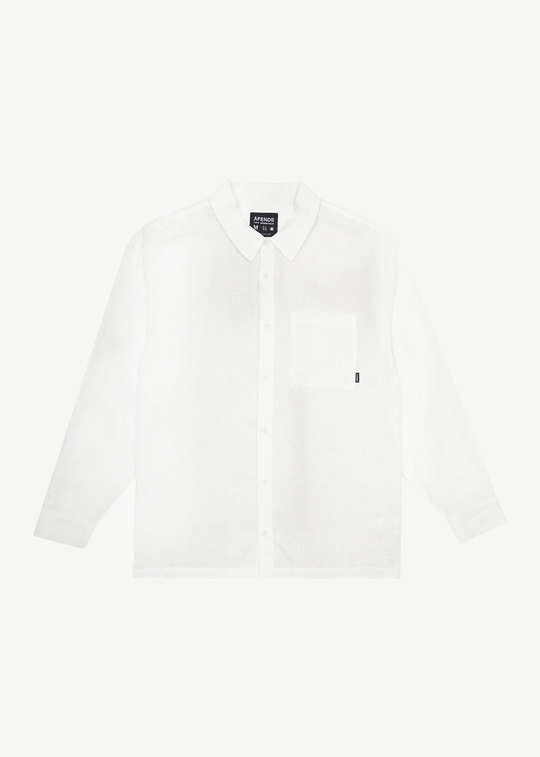 AFENDS Mens Everyday - Long Sleeve Shirt - White 