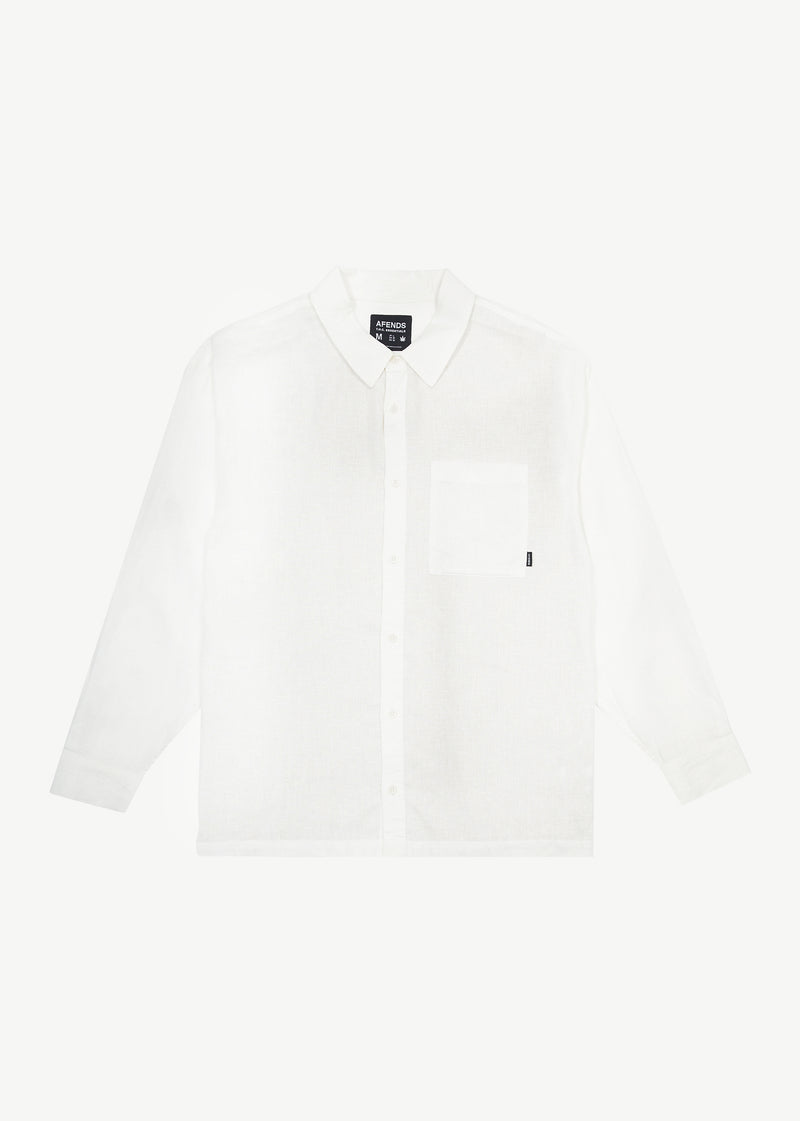 AFENDS Mens Everyday - Long Sleeve Shirt - White