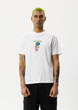 Afends Mens F Plastic - Retro Graphic T-Shirt - White - Afends mens f plastic   retro graphic t shirt   white 